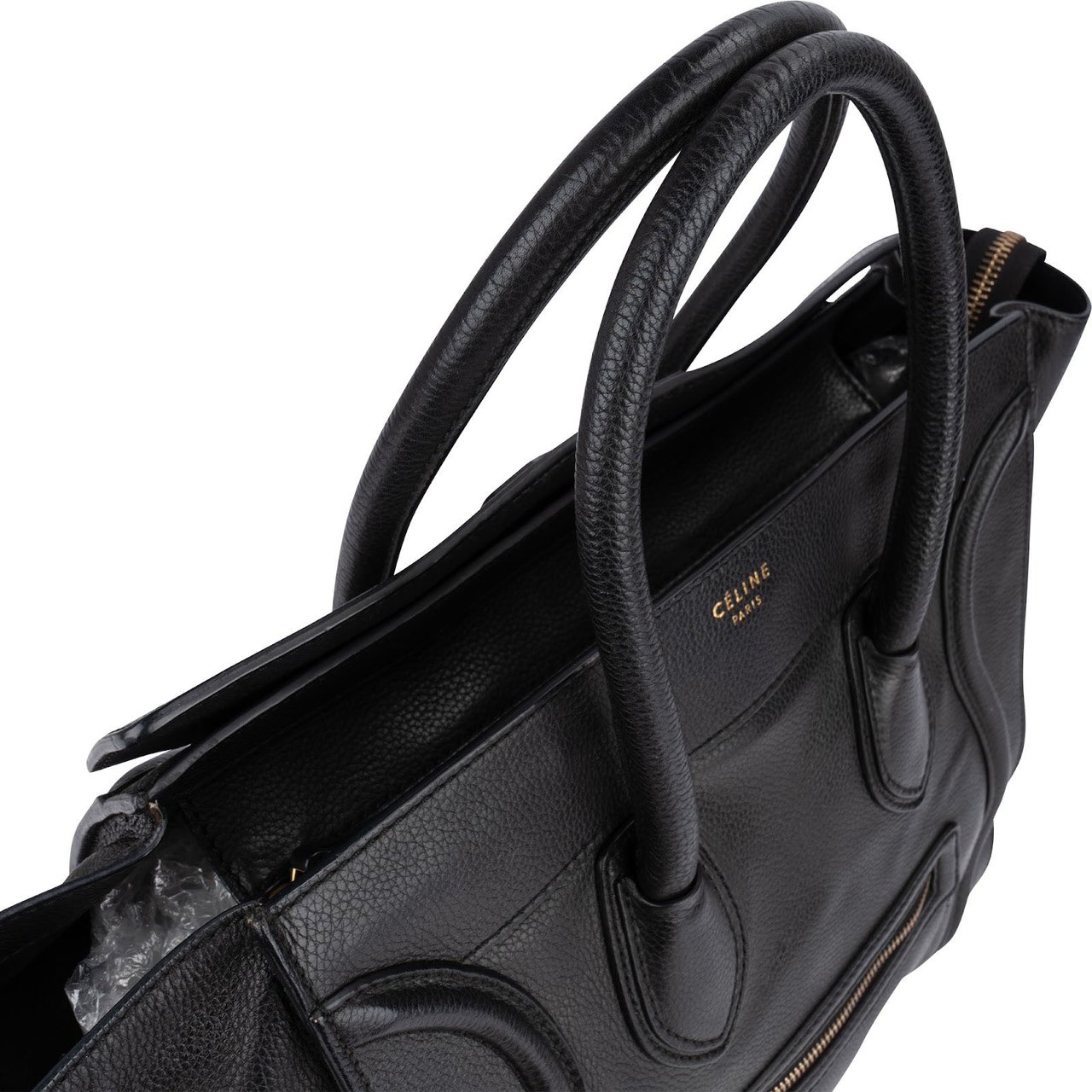 Celine Céline Grained Calfskin Luggage Handbag Zwart