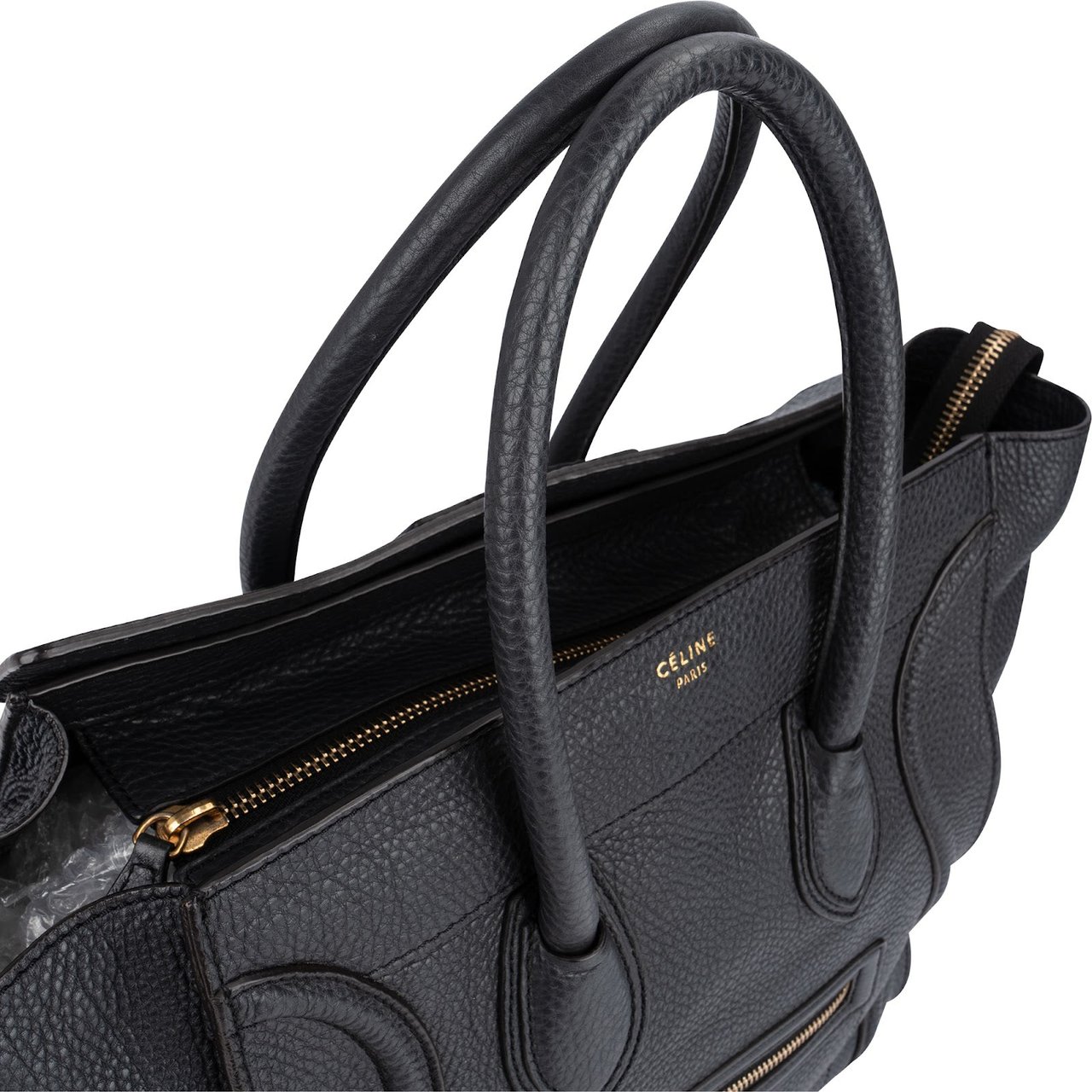 Celine Céline Grained Calfskin Luggage Handbag Zwart