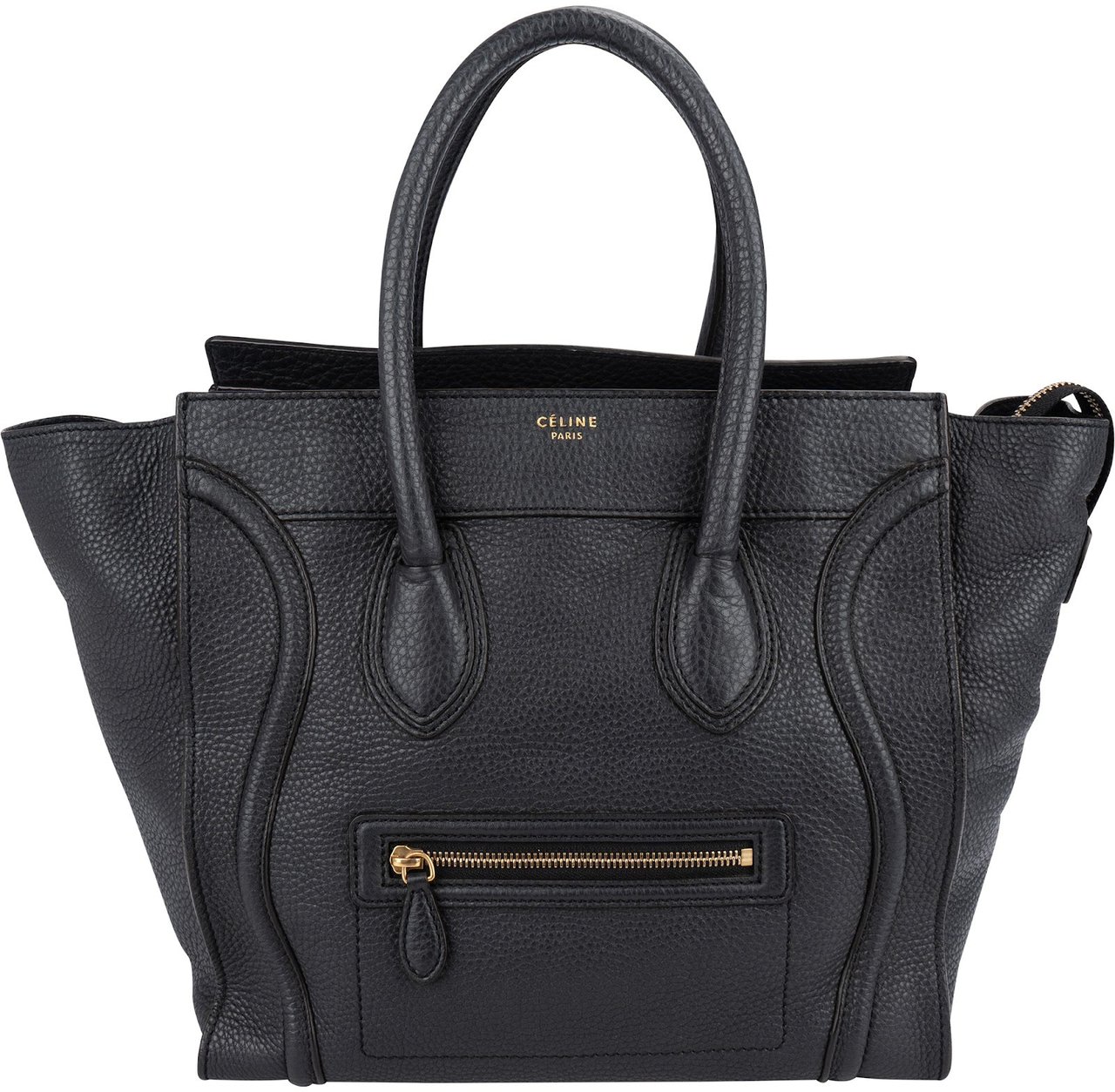Celine Céline Grained Calfskin Luggage Handbag Zwart