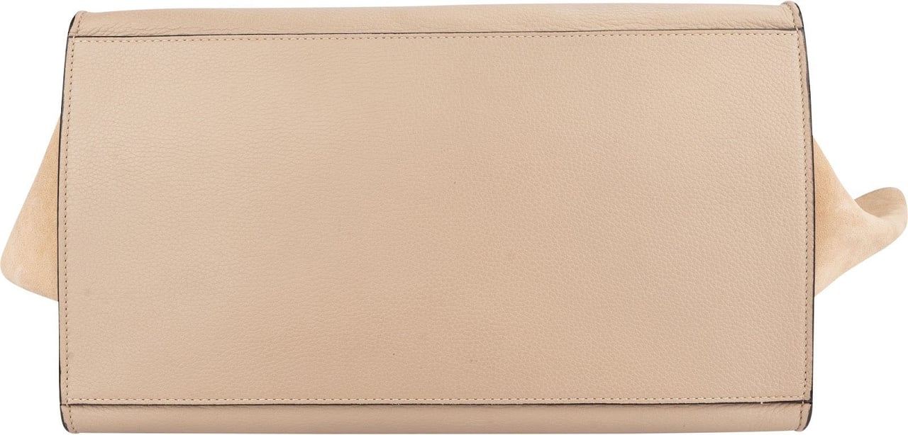Celine Céline Grained Calfskin Suede Trapeze Handbag Beige