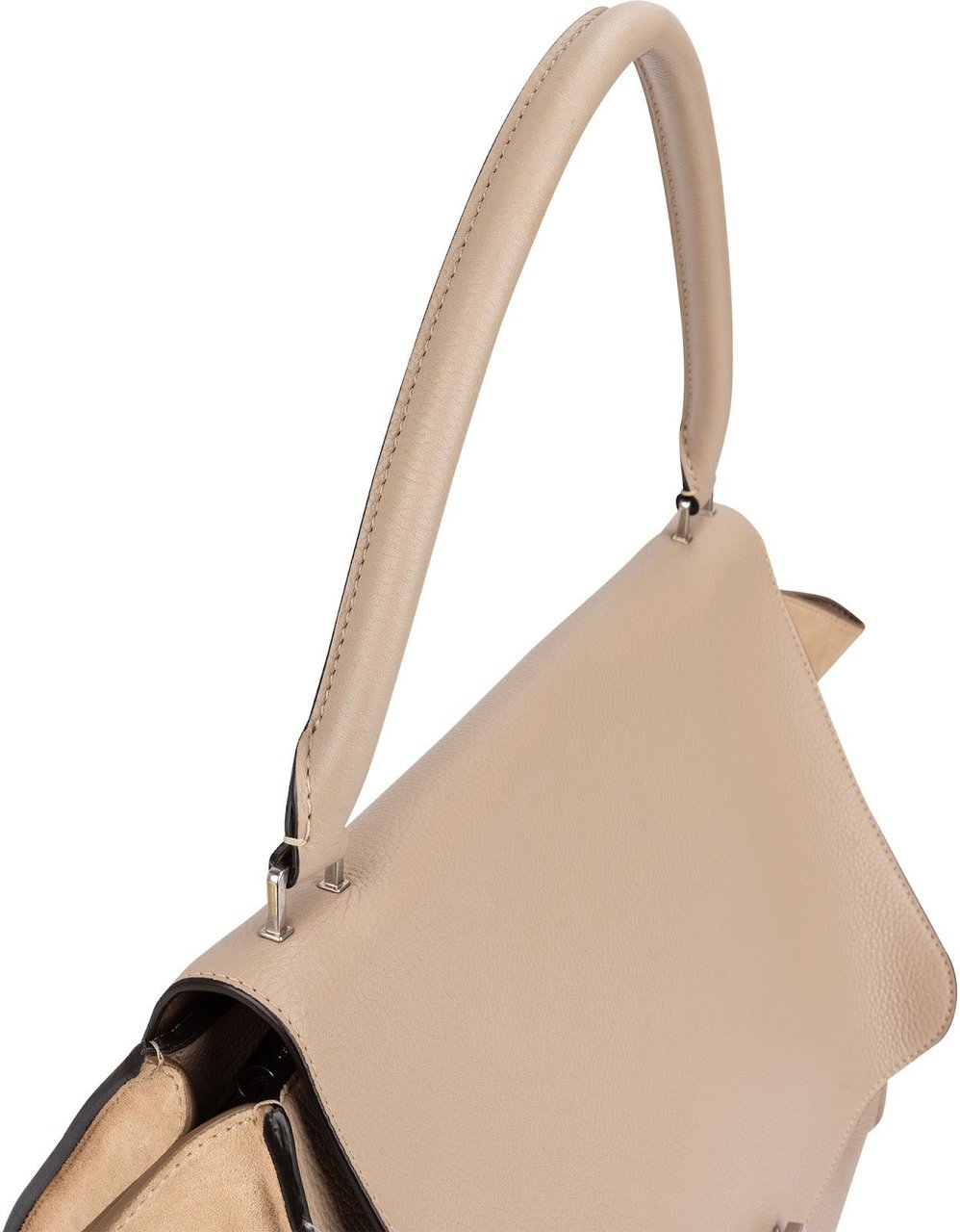 Celine Céline Grained Calfskin Suede Trapeze Handbag Beige