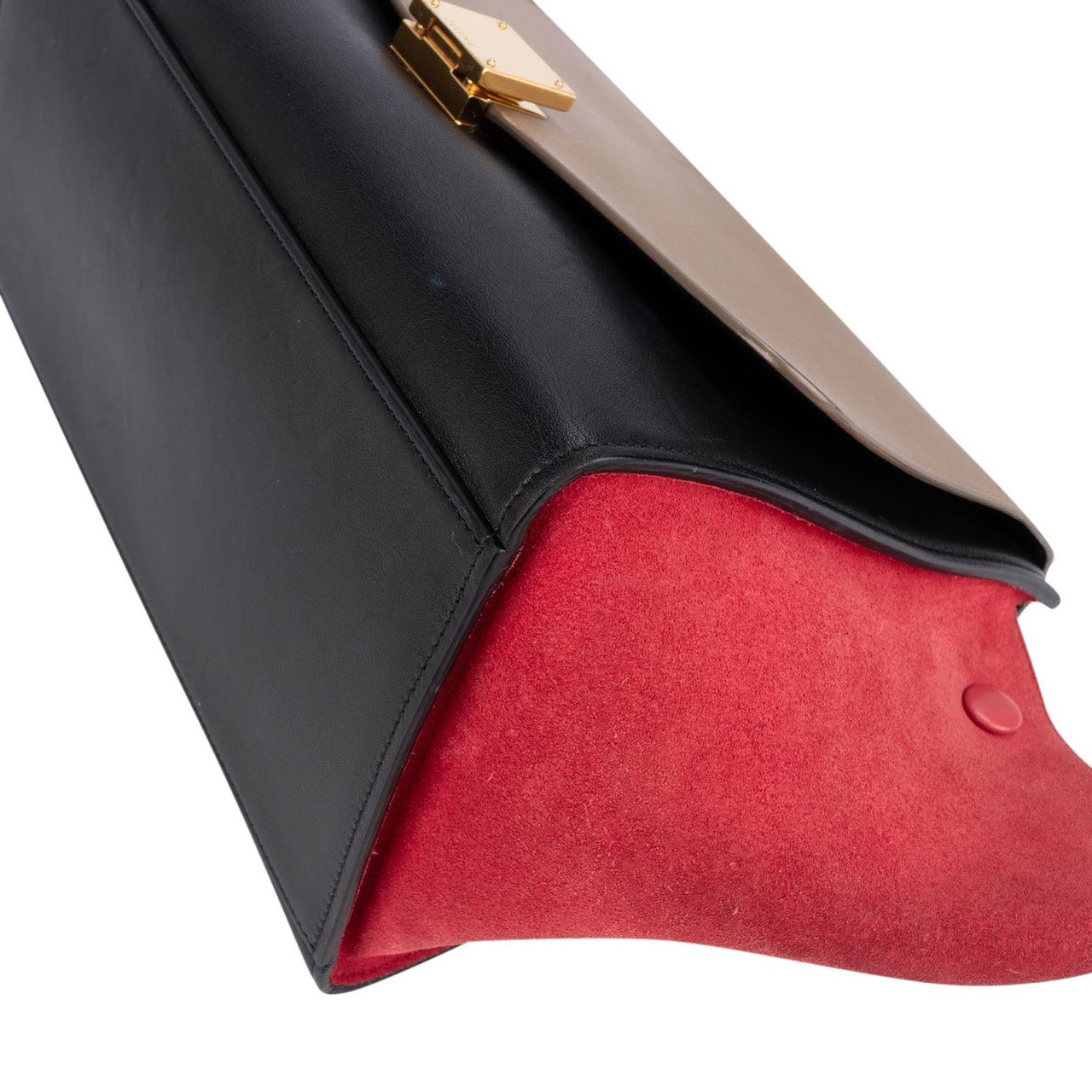 Celine Tricolor Suede Leather Trapeze Handbag Zwart
