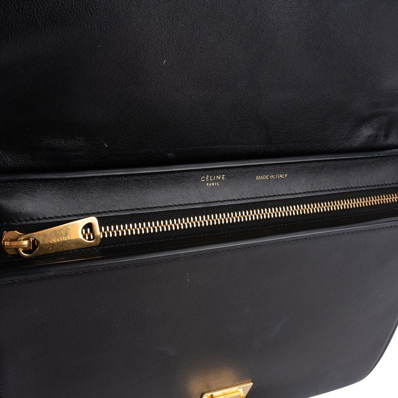 Celine Tricolor Suede Leather Trapeze Handbag Zwart