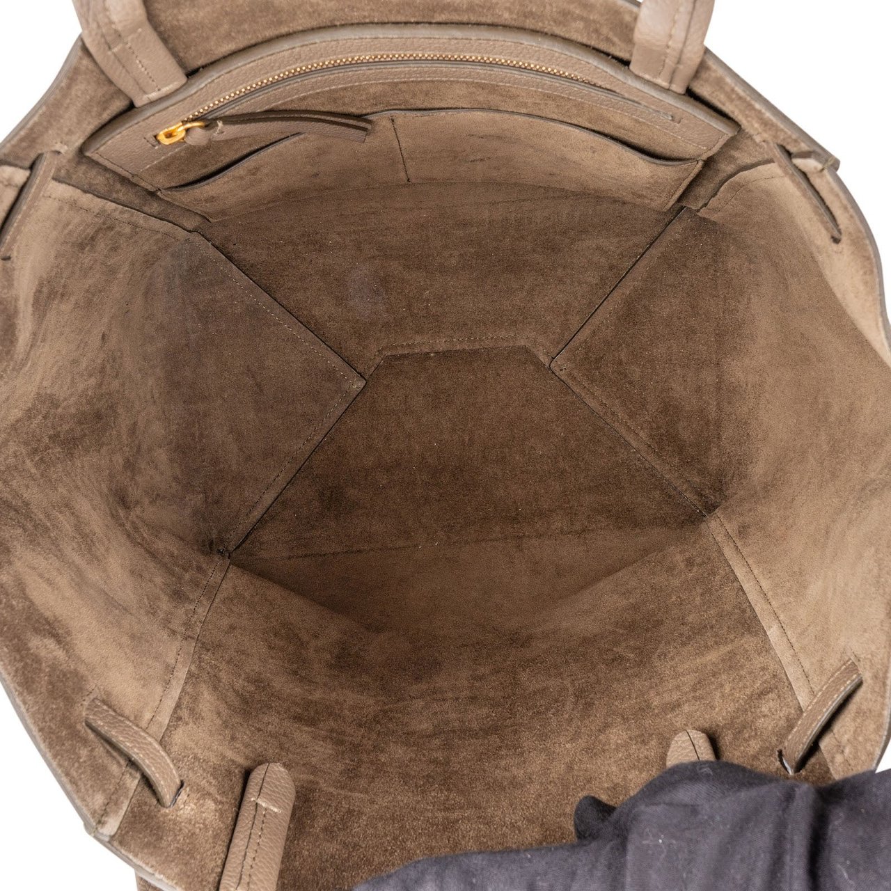 Celine Taupe Grained Calfskin Phantom Cabas Shoulder Bag Taupe
