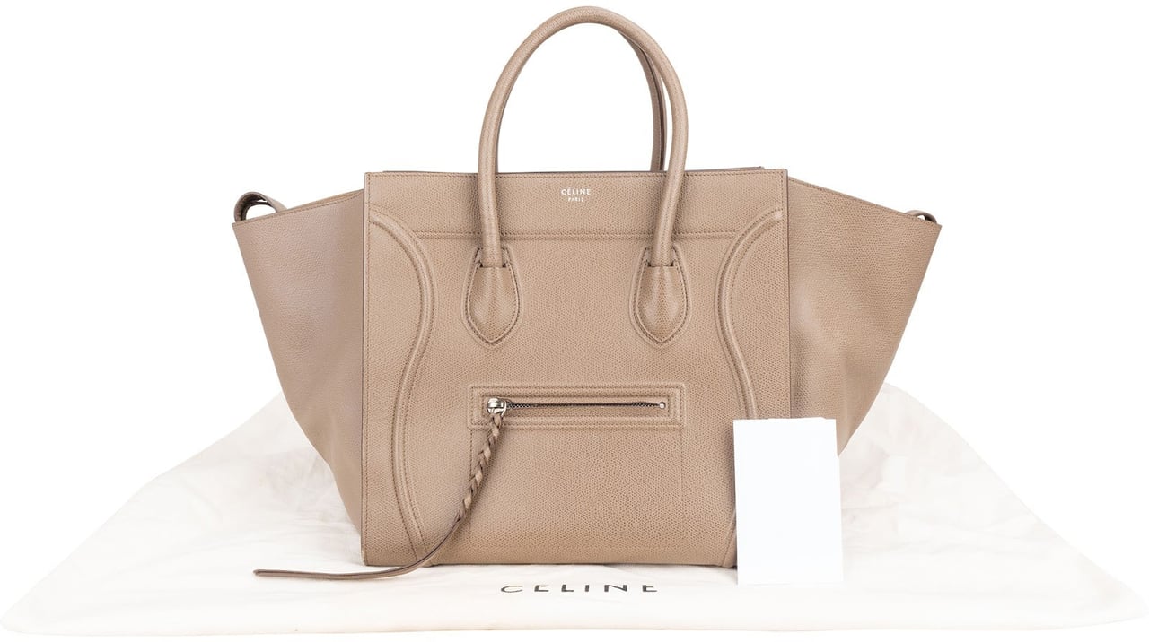 Celine Céline Taupe Grained Leather Phantom Handbag Beige