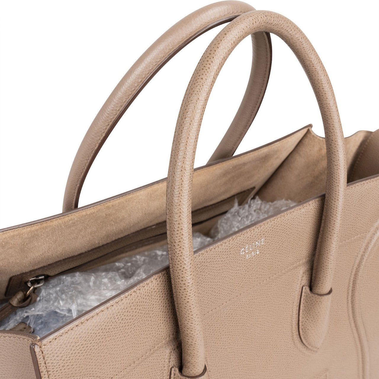 Celine Céline Taupe Grained Leather Phantom Handbag Beige