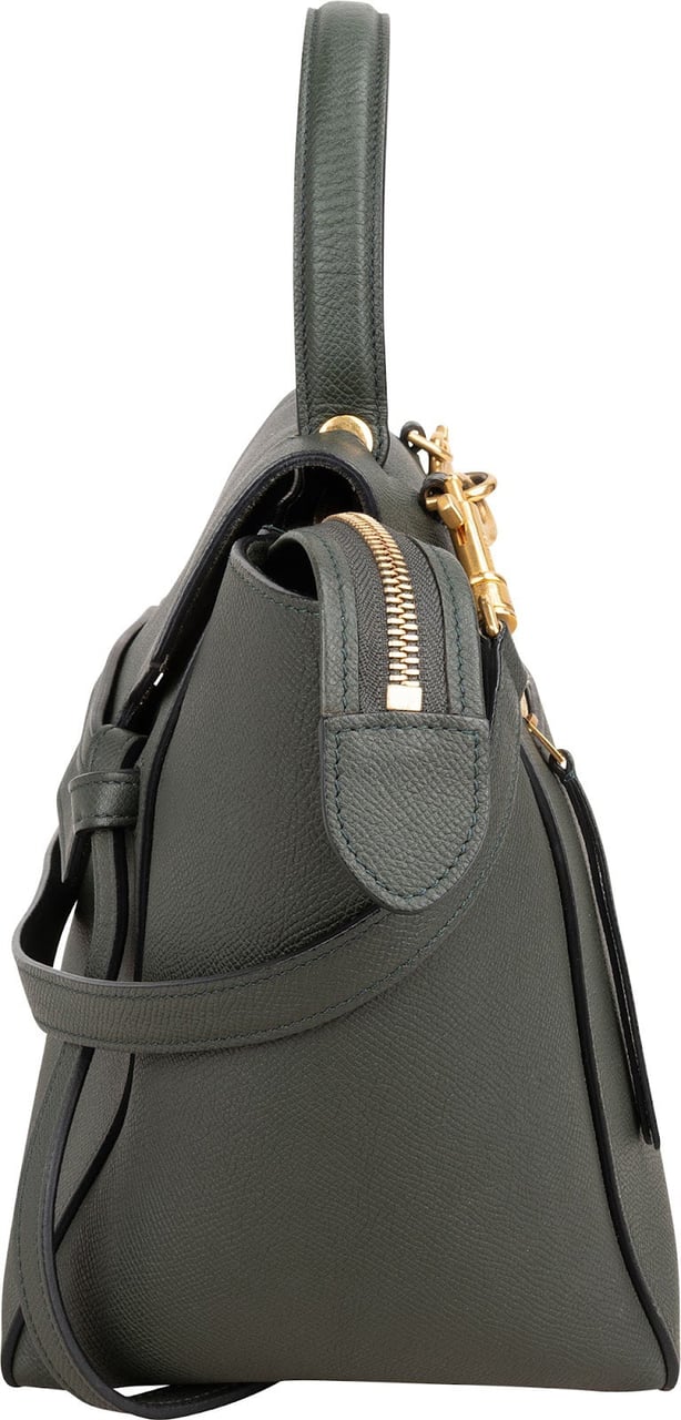 Celine Céline Dark Green Grained Leather Belt Handbag Donkergroen