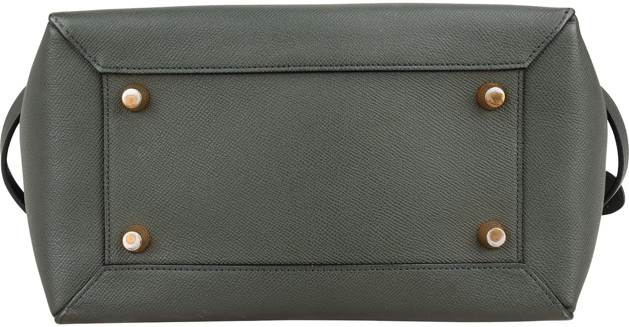 Celine Céline Dark Green Grained Leather Belt Handbag Donkergroen