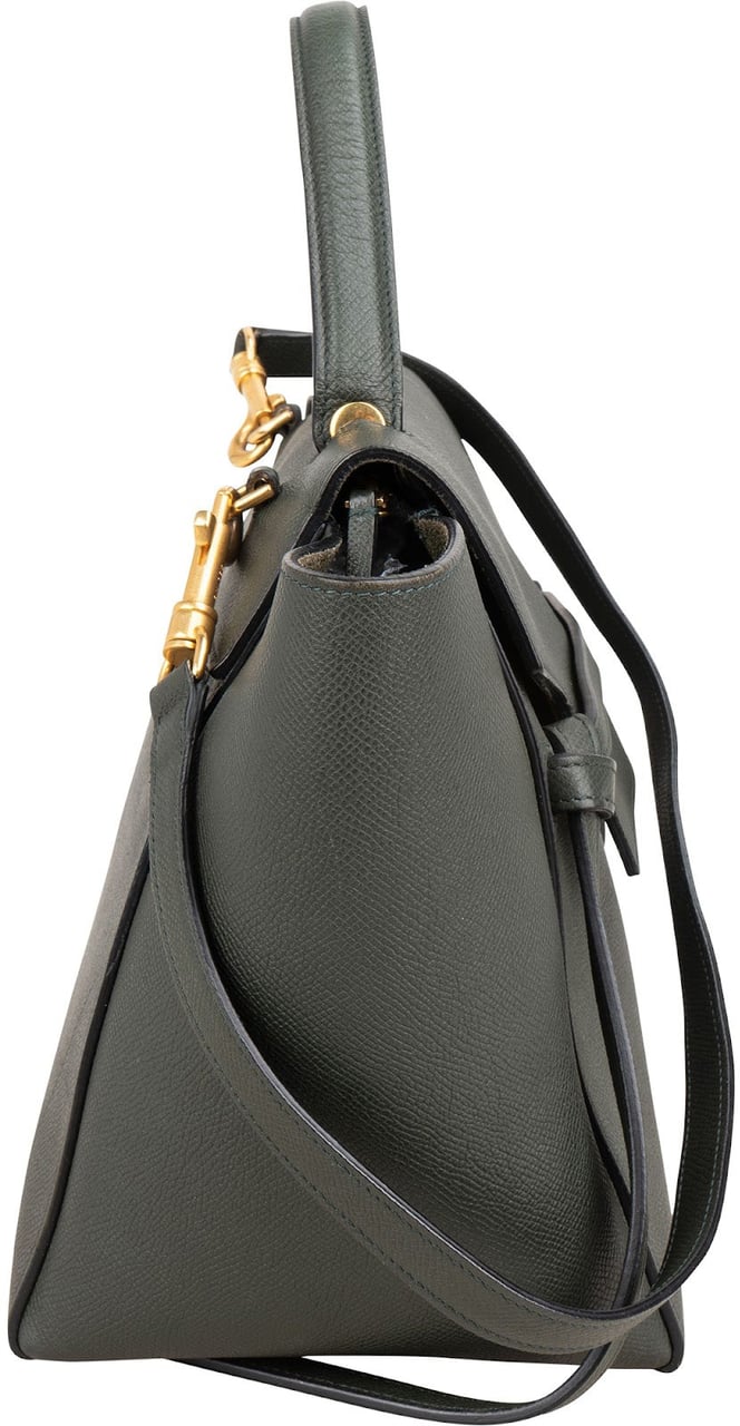 Celine Céline Dark Green Grained Leather Belt Handbag Donkergroen