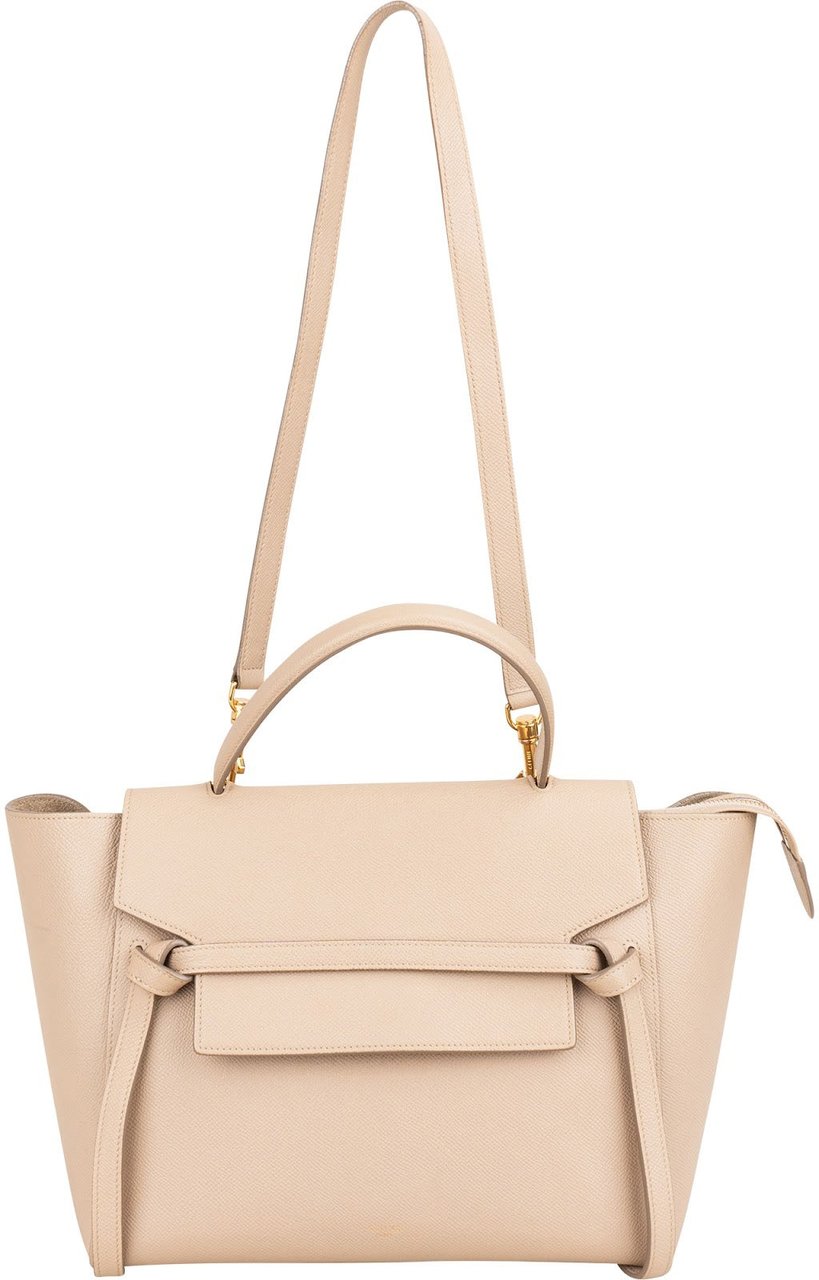 Celine Céline Beige Grained Leather Belt Handbag Beige