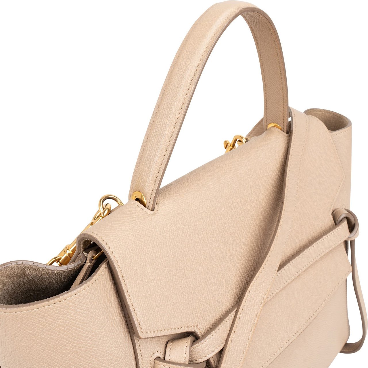 Celine Céline Beige Grained Leather Belt Handbag Beige