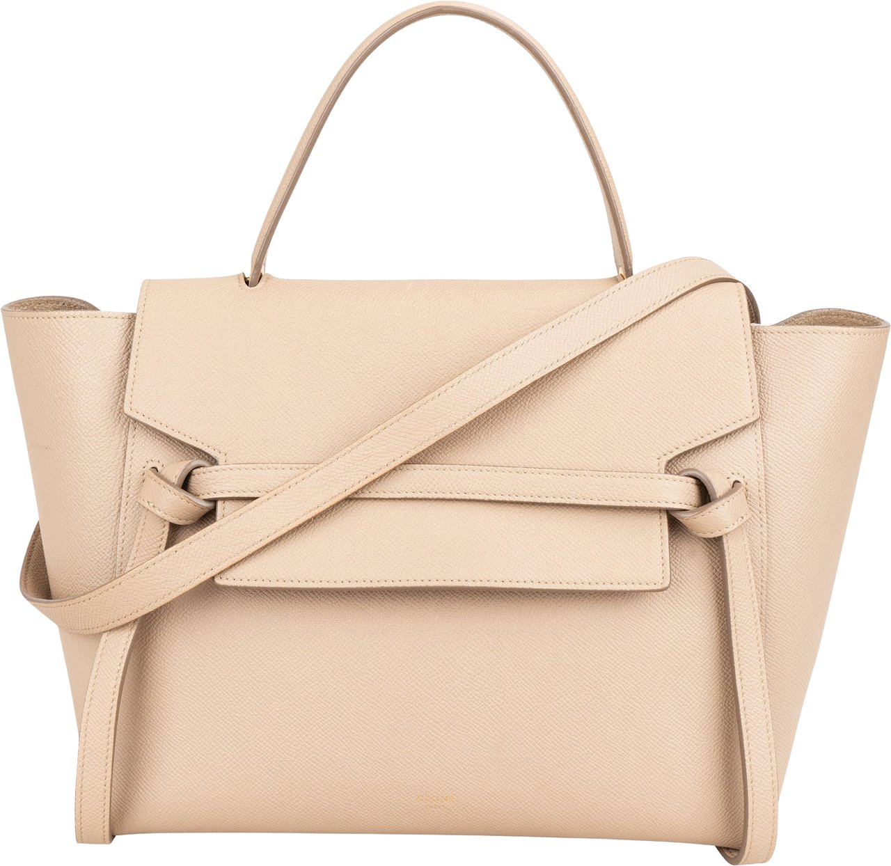 Celine Céline Beige Grained Leather Belt Handbag Beige