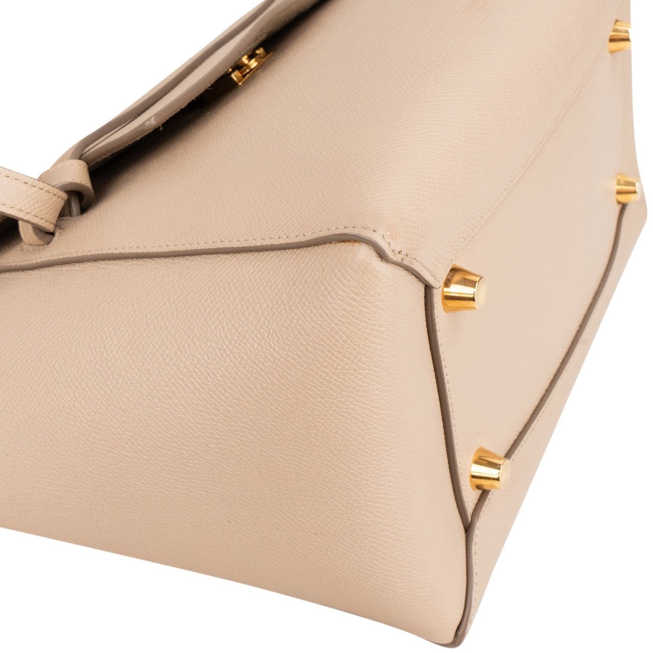 Celine Céline Beige Grained Leather Belt Handbag Beige