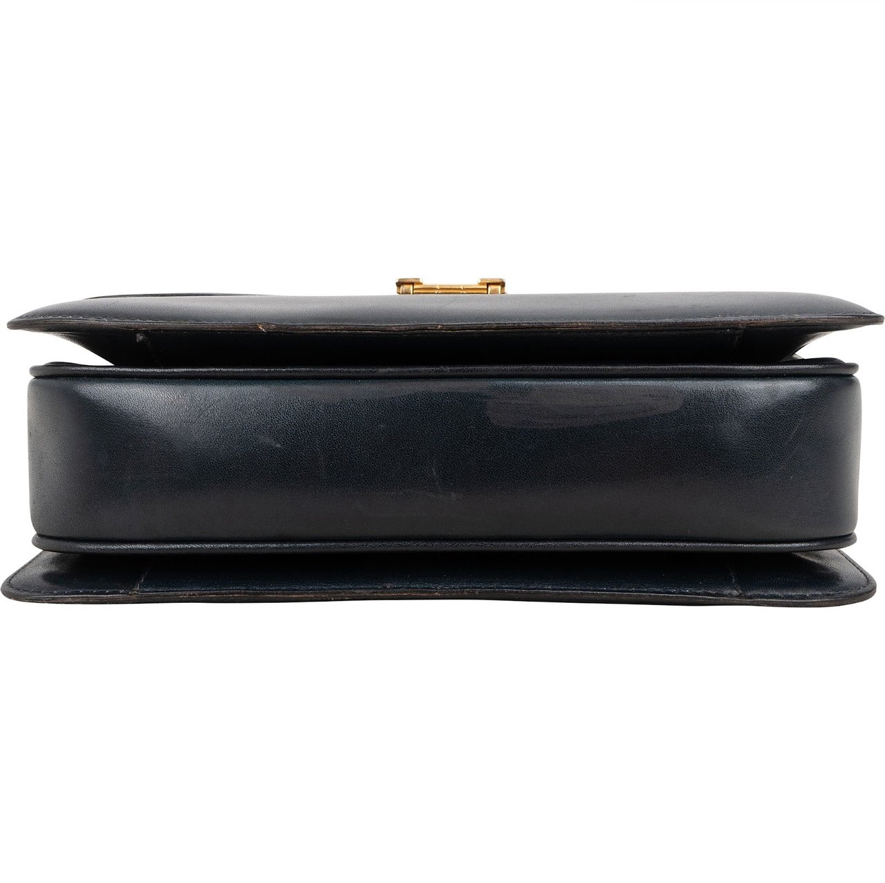 Celine Navy Boxcalf Leather Horse Carriage Triomphe Shoulder Bag Zwart