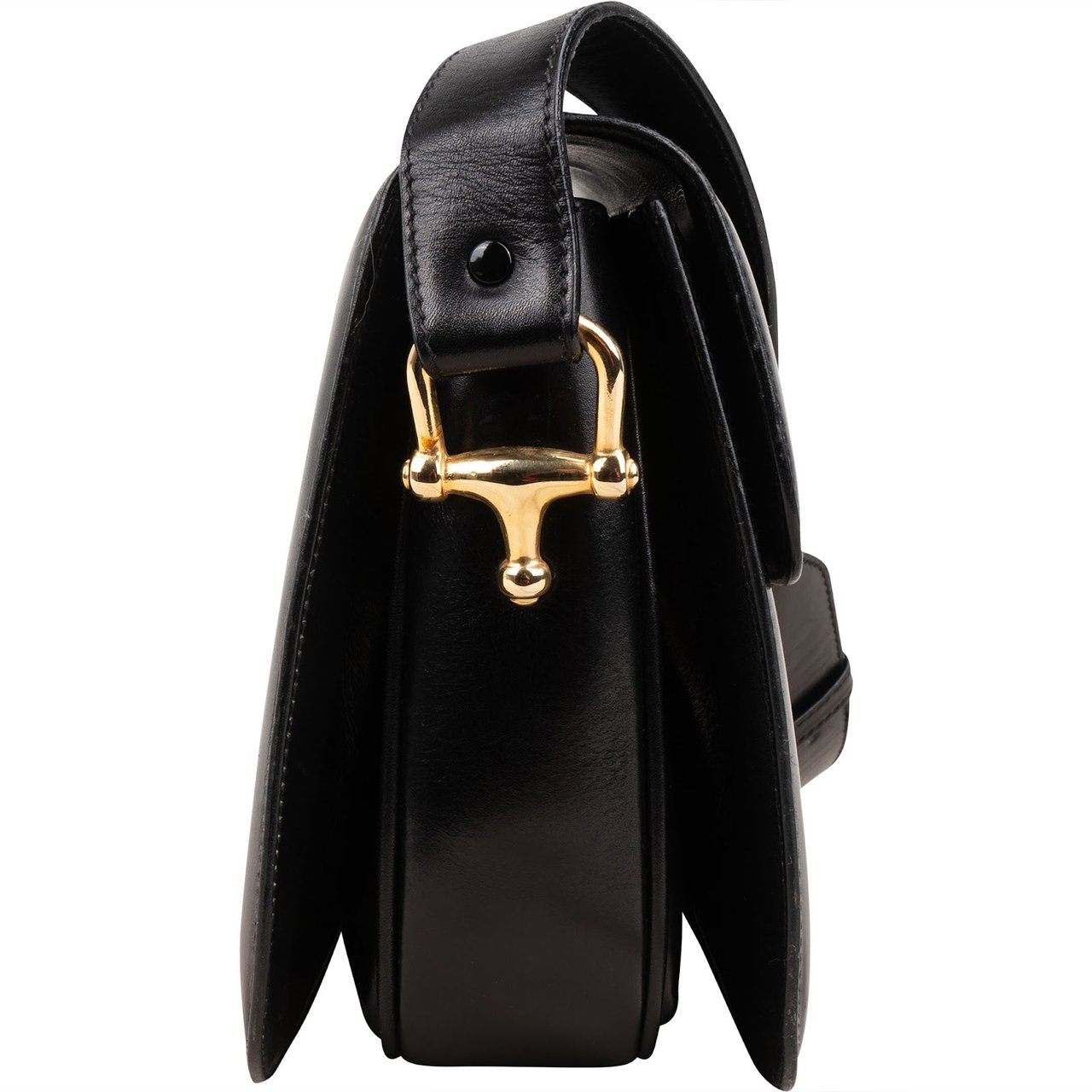 Celine Boxcalf Leather Horse Carriage Flap Triomphe Shoulder Bag Zwart