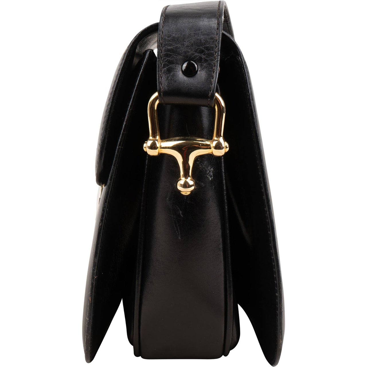 Celine Boxcalf Leather Horse Carriage Flap Triomphe Shoulder Bag Zwart