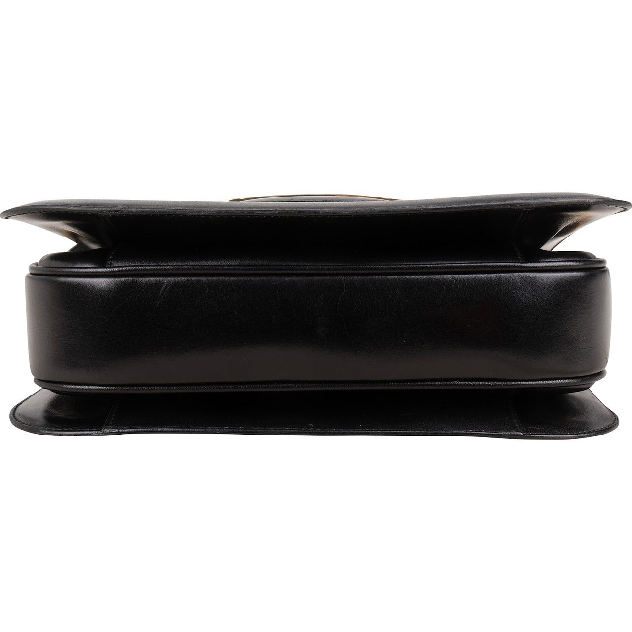 Celine Boxcalf Leather Horse Carriage Flap Triomphe Shoulder Bag Zwart