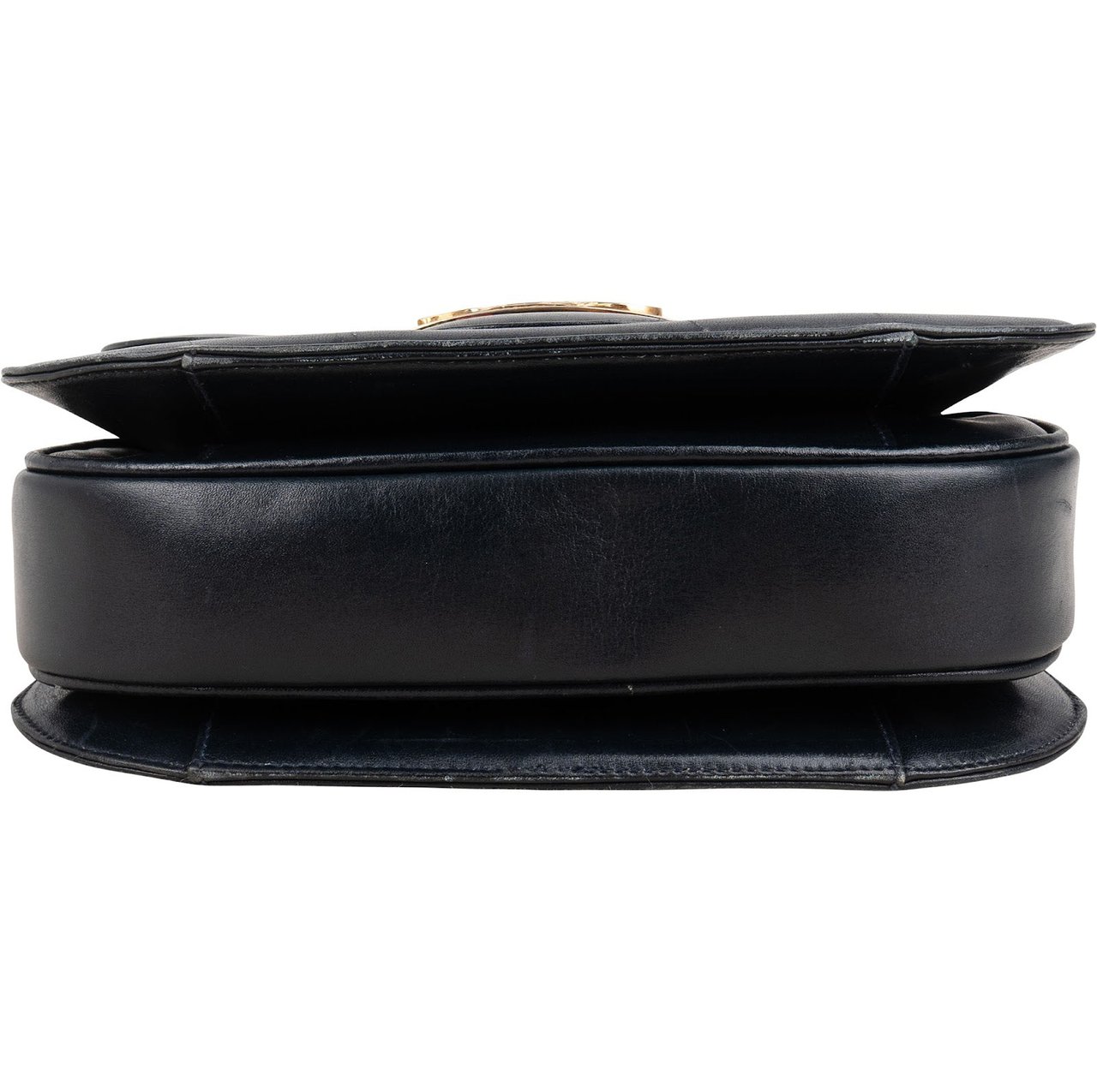 Celine Navy Boxcalf Leather Horse Carriage Triomphe Shoulder Bag Zwart