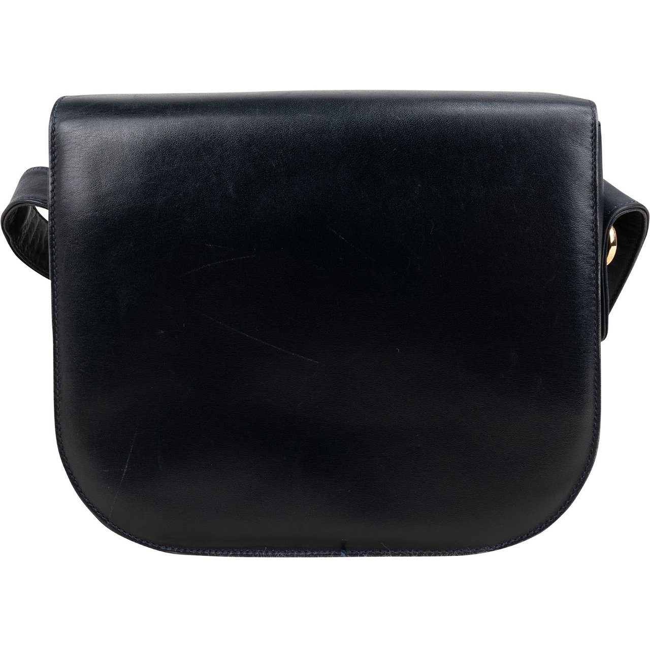 Celine Navy Boxcalf Leather Horse Carriage Triomphe Shoulder Bag Zwart