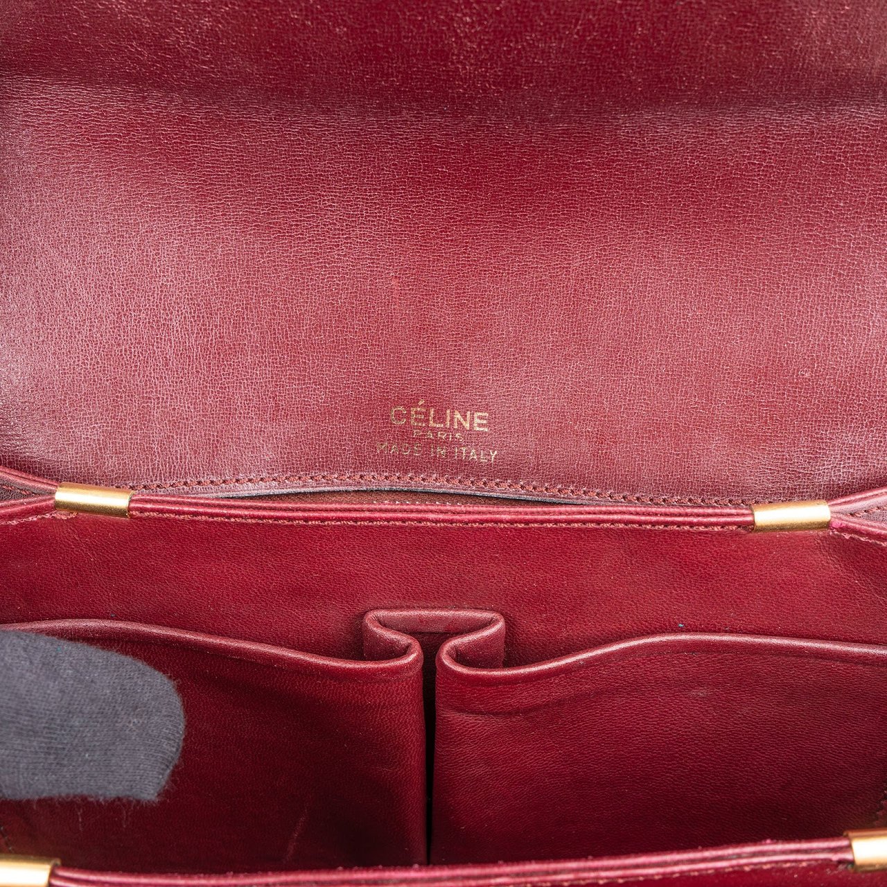 Celine Boxcalf Leather Horse Carriage Triomphe Shoulder Bag Maroon
