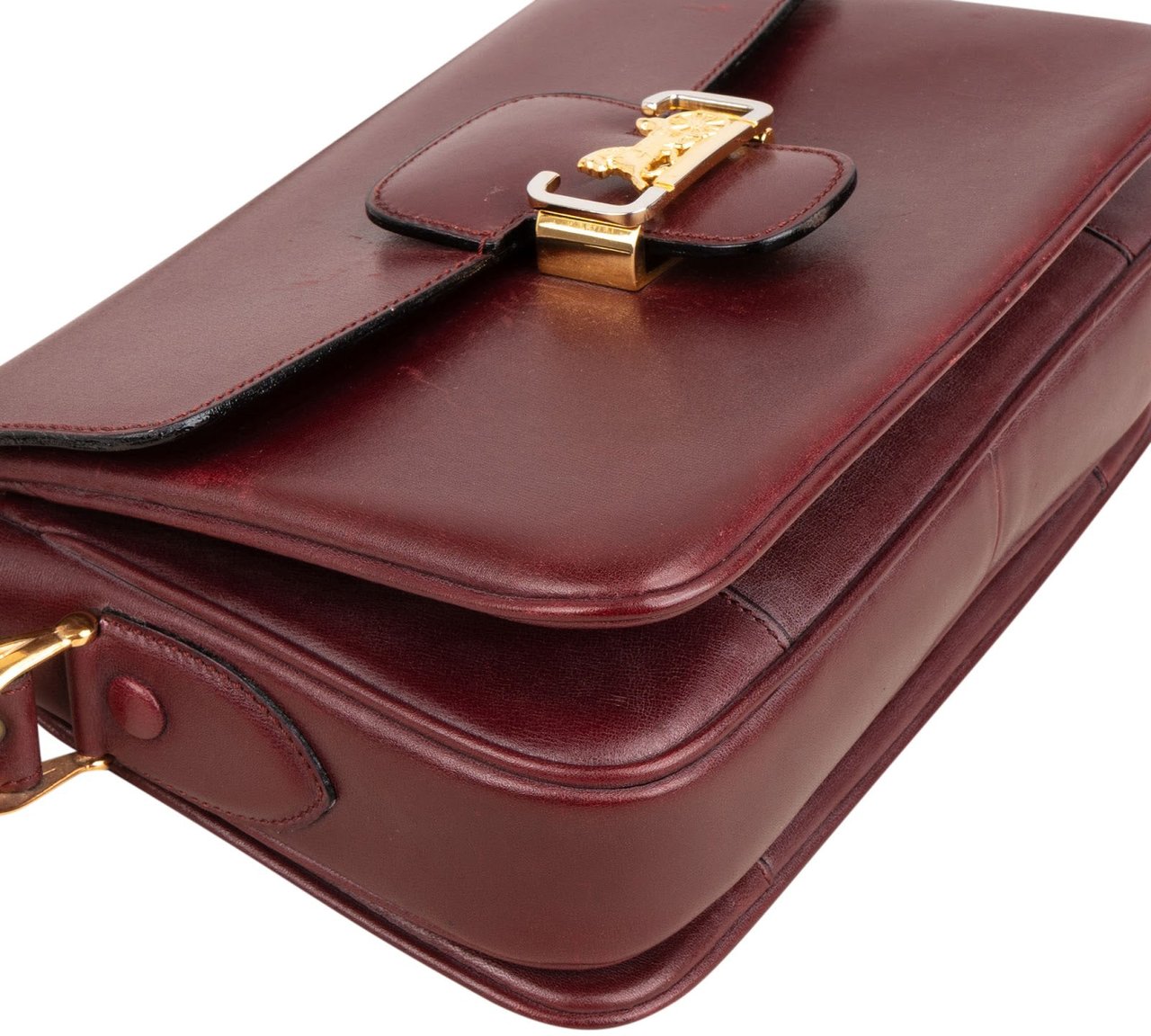 Celine Boxcalf Leather Horse Carriage Triomphe Shoulder Bag Maroon
