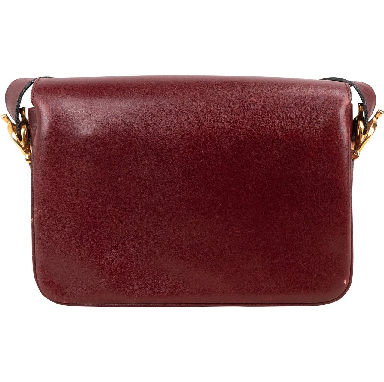 Celine Boxcalf Leather Horse Carriage Triomphe Shoulder Bag Maroon