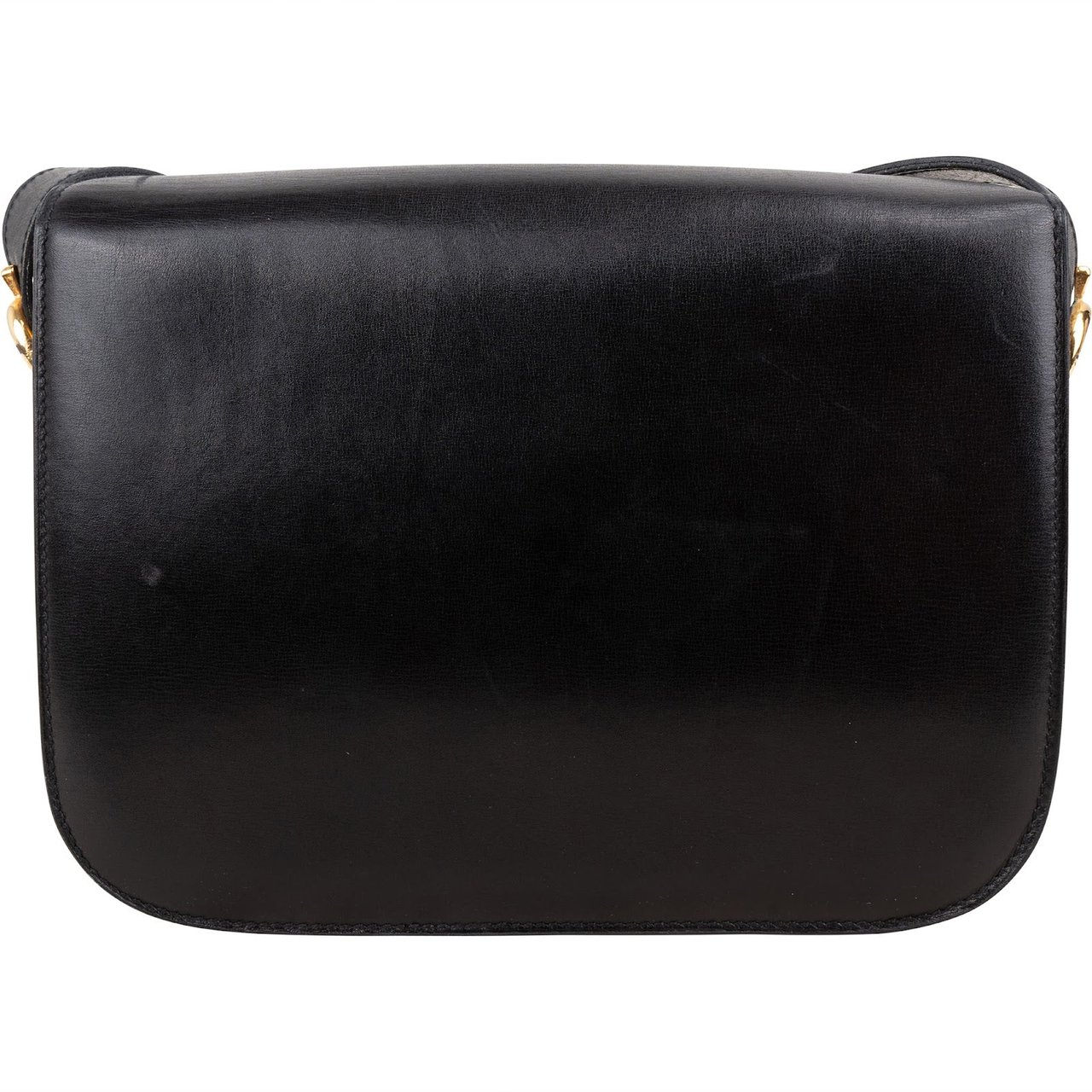 Celine Boxcalf Leather Horse Carriage Triomphe Shoulder Bag Zwart
