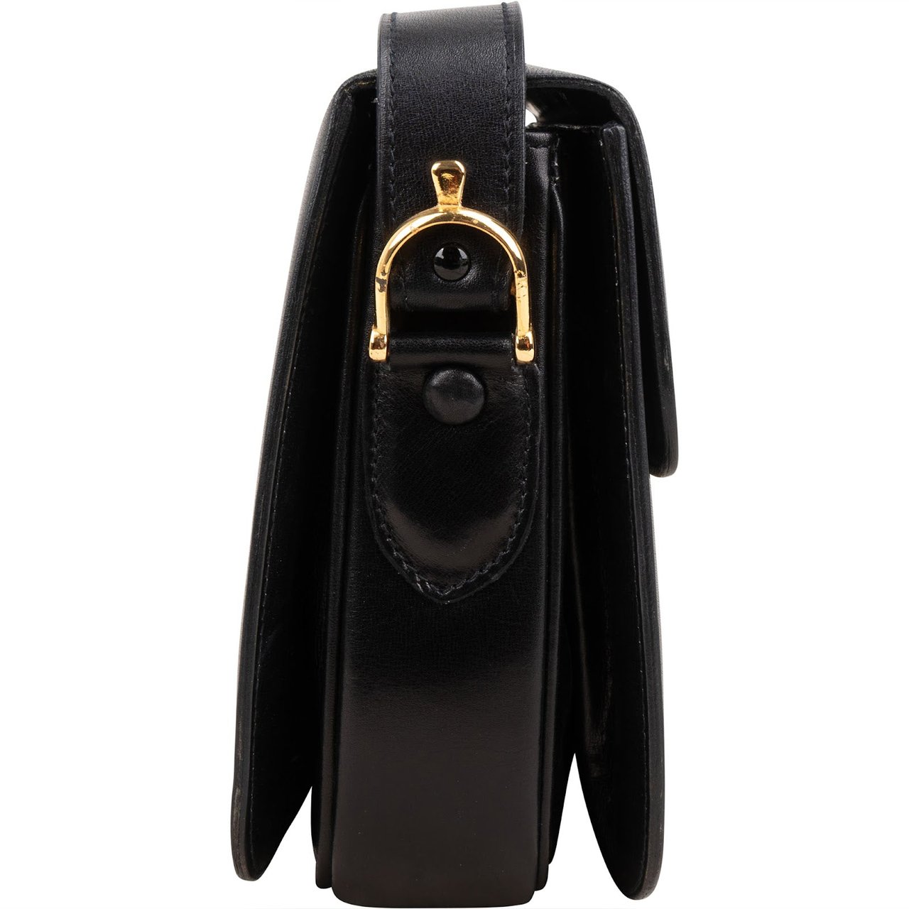 Celine Boxcalf Leather Horse Carriage Triomphe Shoulder Bag Zwart