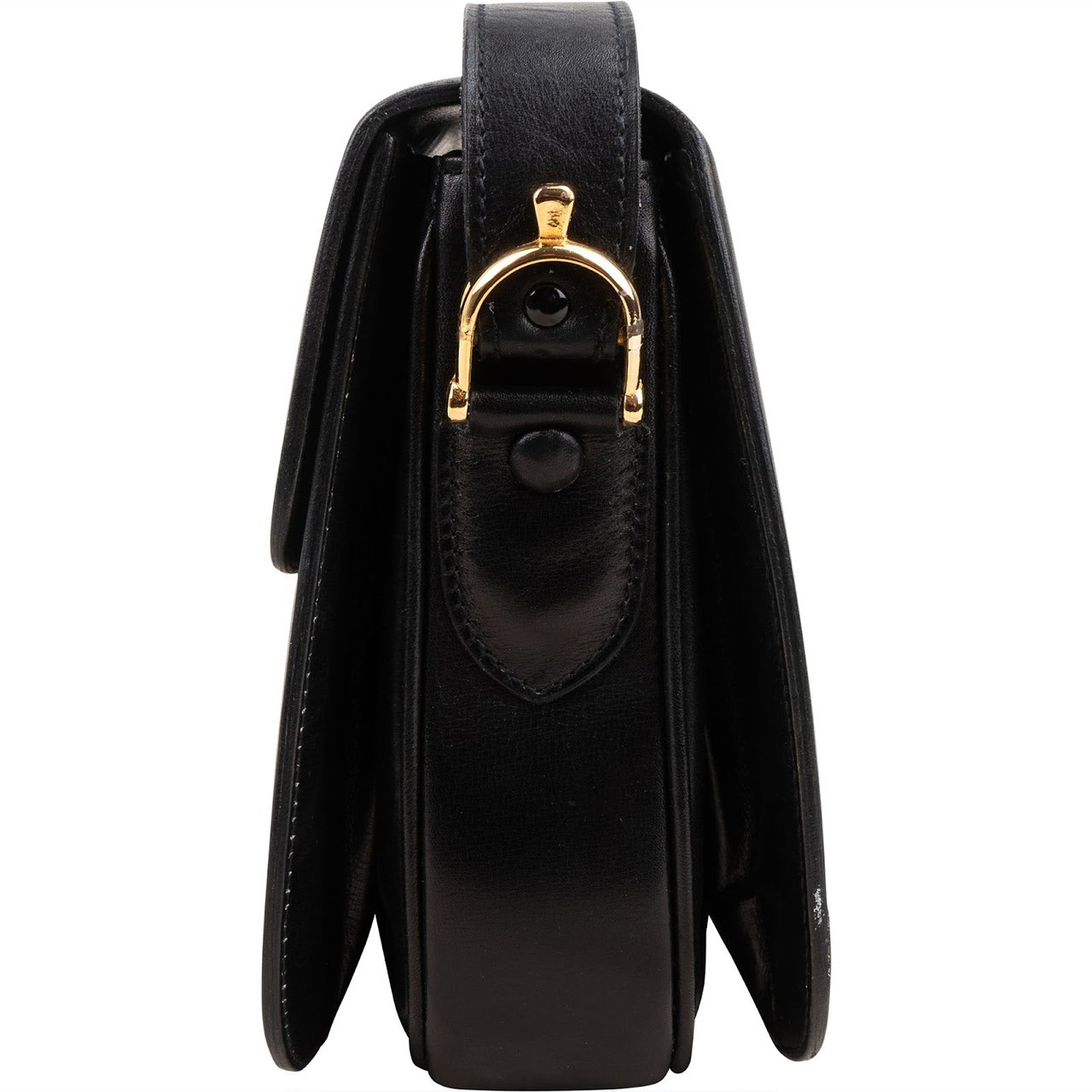 Celine Boxcalf Leather Horse Carriage Triomphe Shoulder Bag Zwart