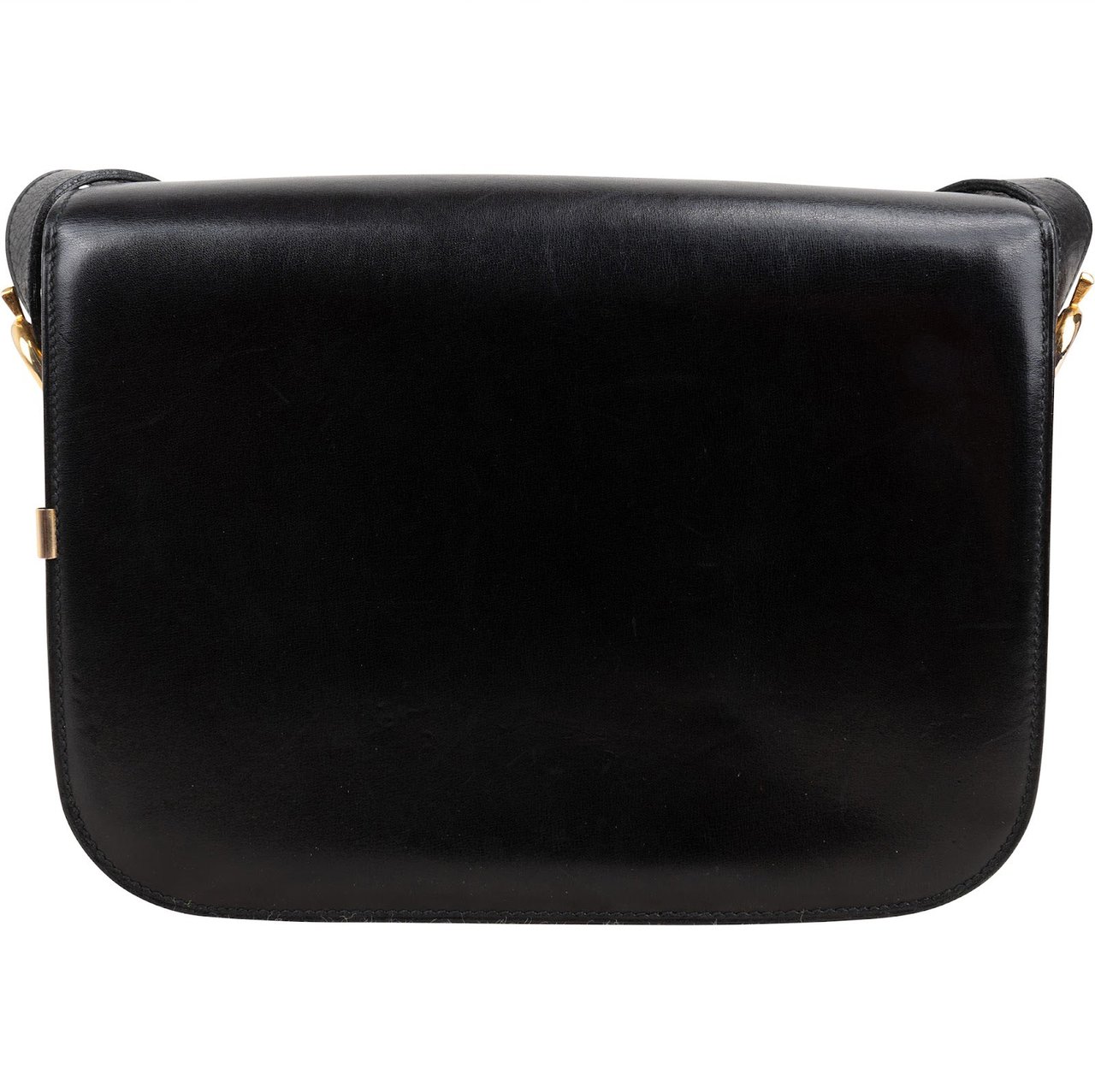 Celine Boxcalf Leather Horse Carriage Triomphe Shoulder Bag Zwart