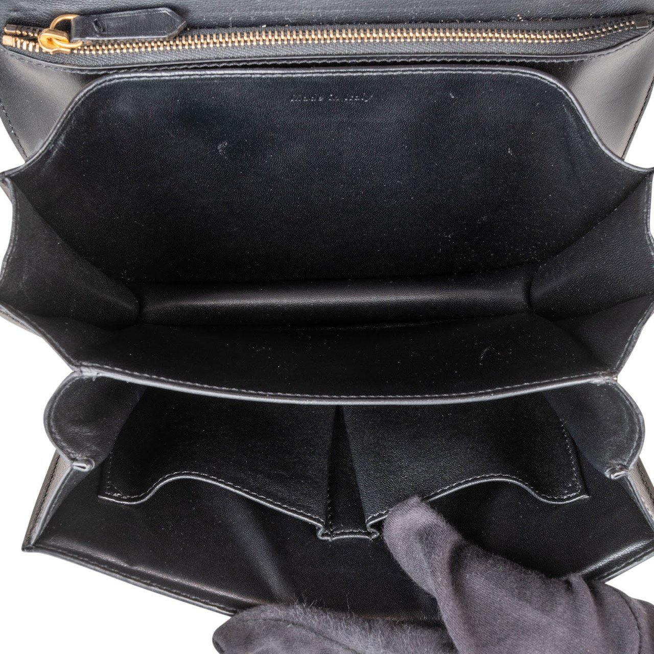 Celine Boxcalf Leather Seesaw Lock Triomphe Classic Box Crossbody Bag Zwart