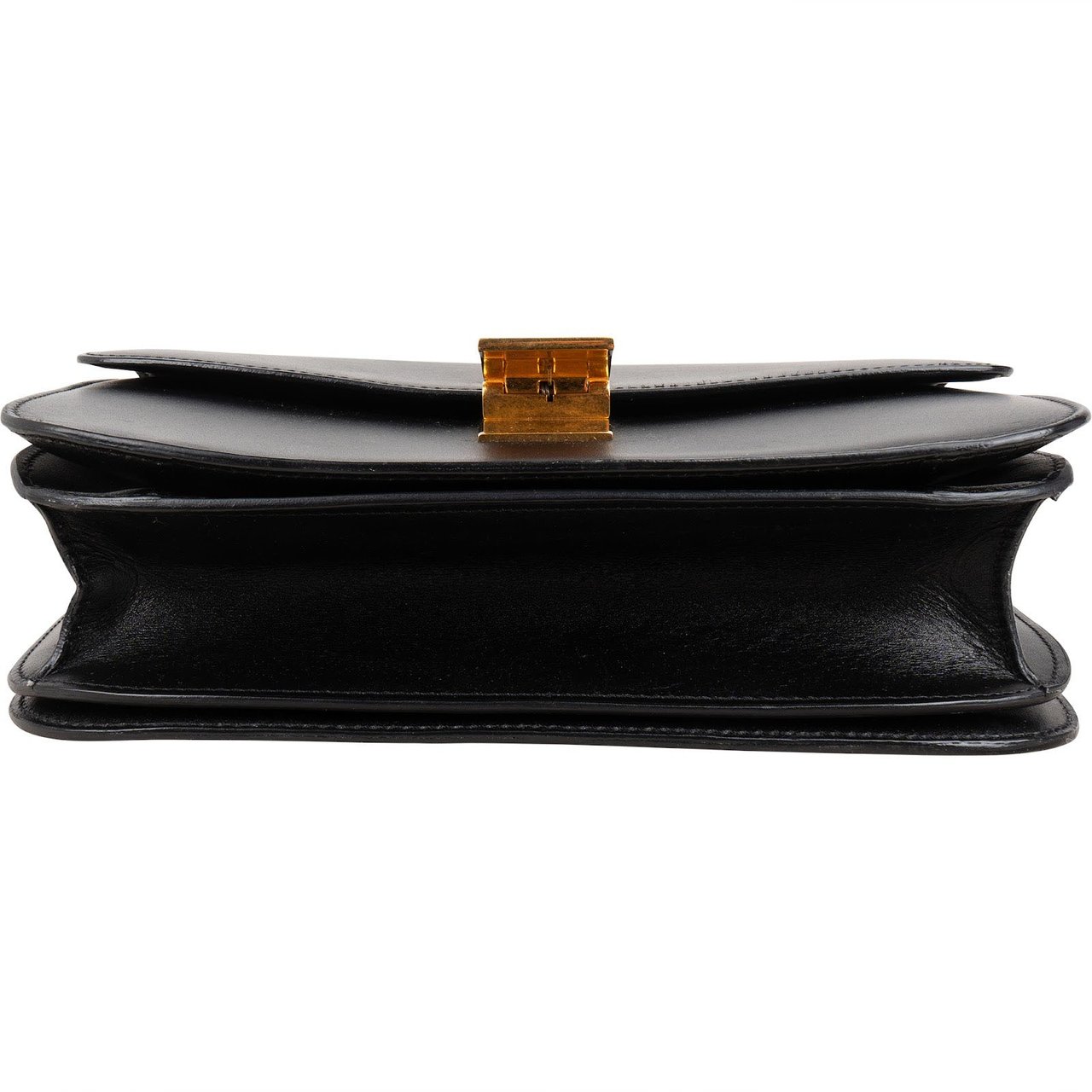 Celine Boxcalf Leather Seesaw Lock Triomphe Classic Box Crossbody Bag Zwart