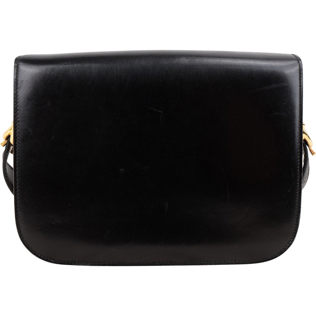 Celine Boxcalf Leather Horse Carriage Triomphe Shoulder Bag Zwart