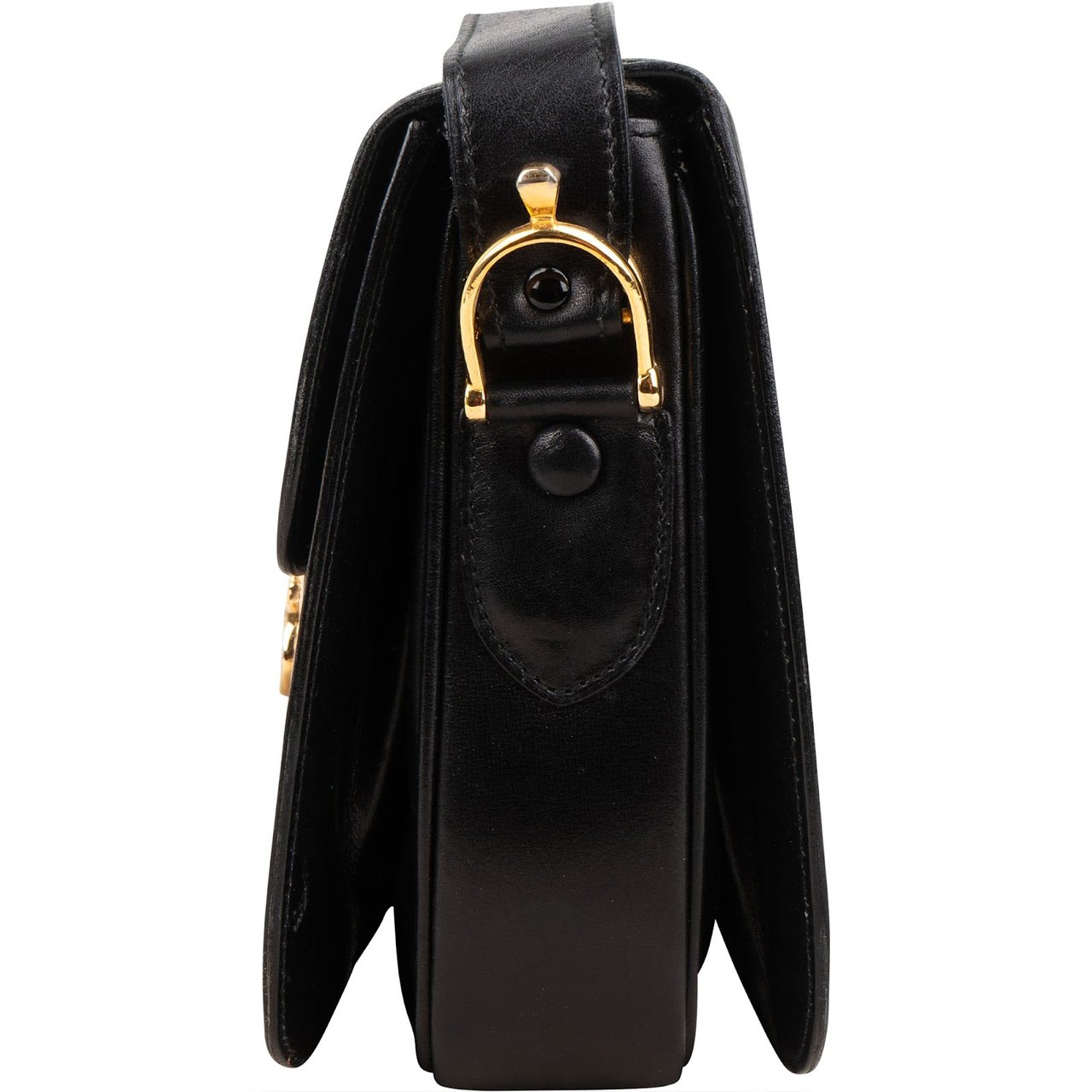 Celine Boxcalf Leather Horse Carriage Triomphe Shoulder Bag Zwart