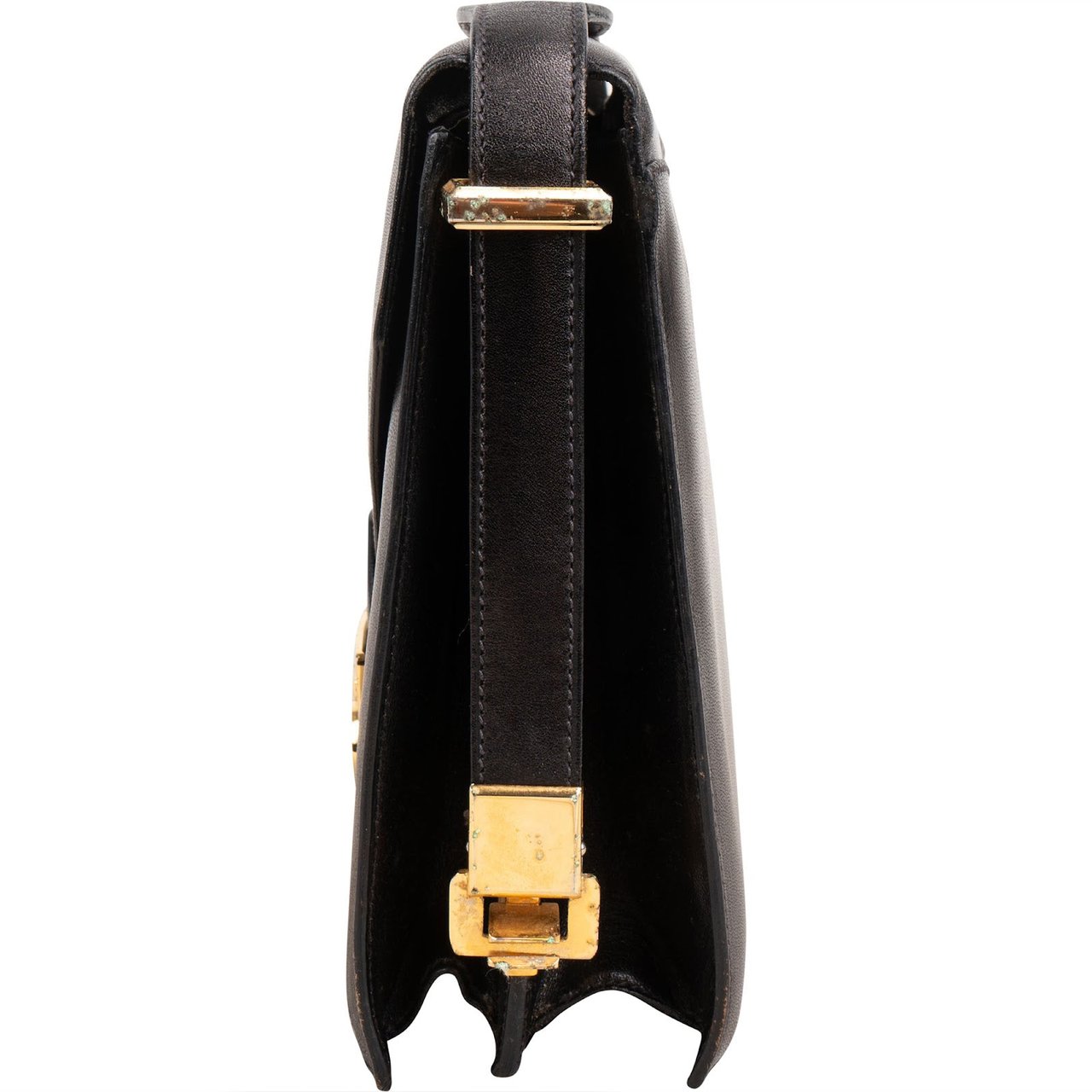 Celine Boxcalf Leather Horse Carriage Triomphe Shoulder Bag Zwart