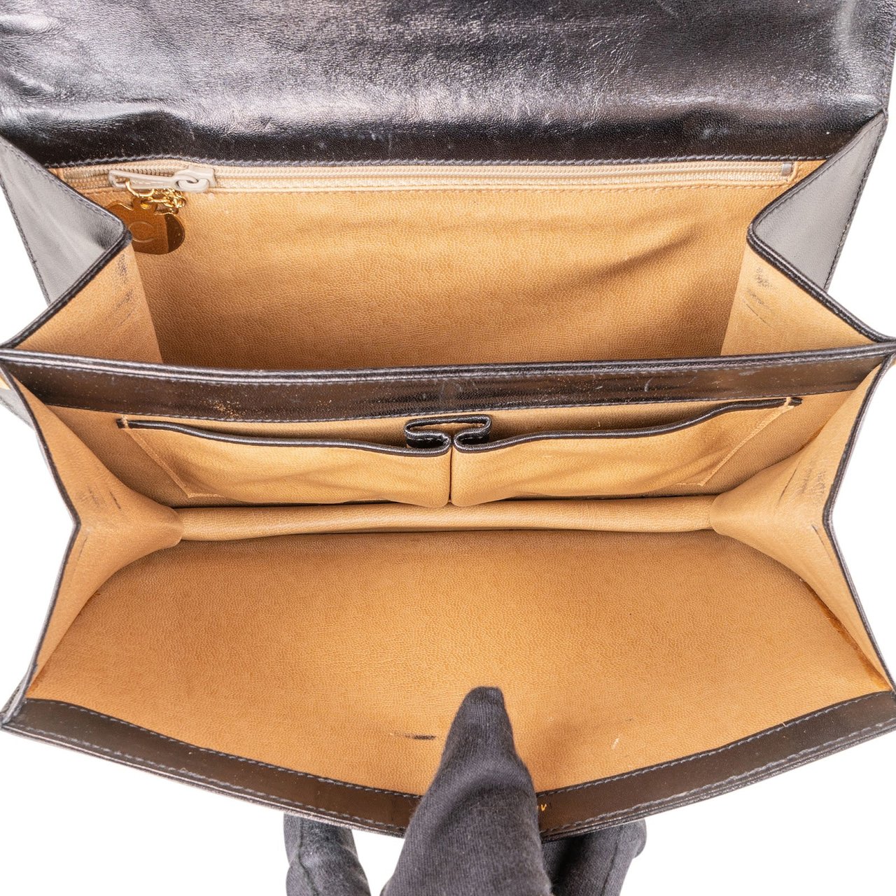 Celine Boxcalf Leather Horse Carriage Triomphe Shoulder Bag Zwart