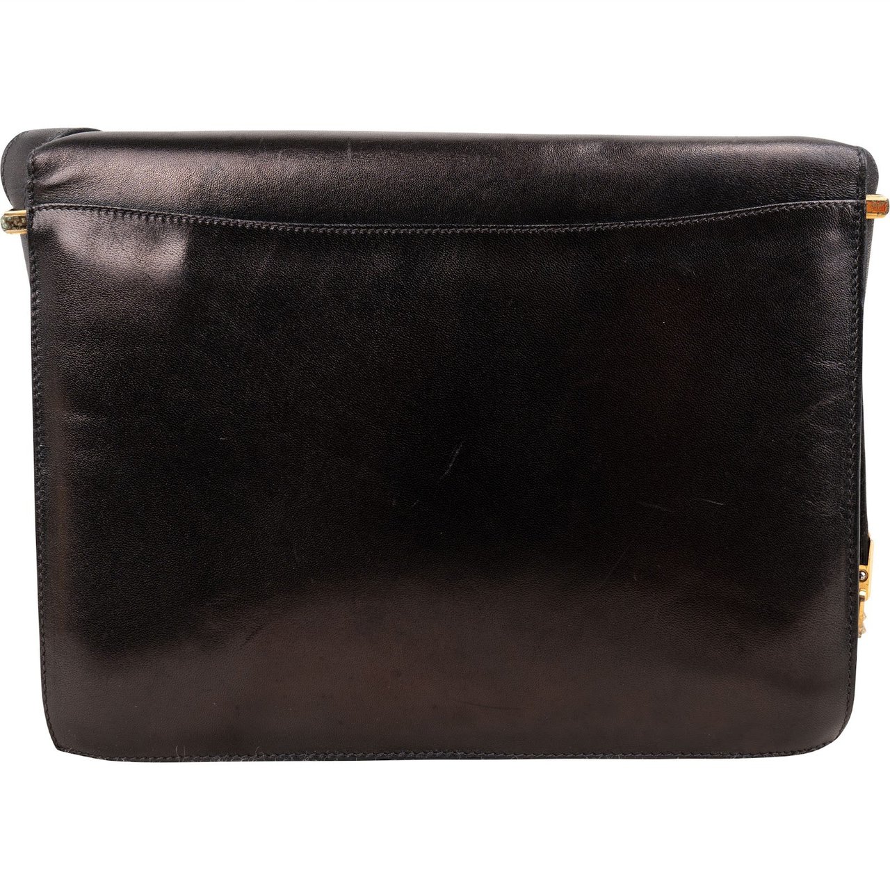 Celine Boxcalf Leather Horse Carriage Triomphe Shoulder Bag Zwart