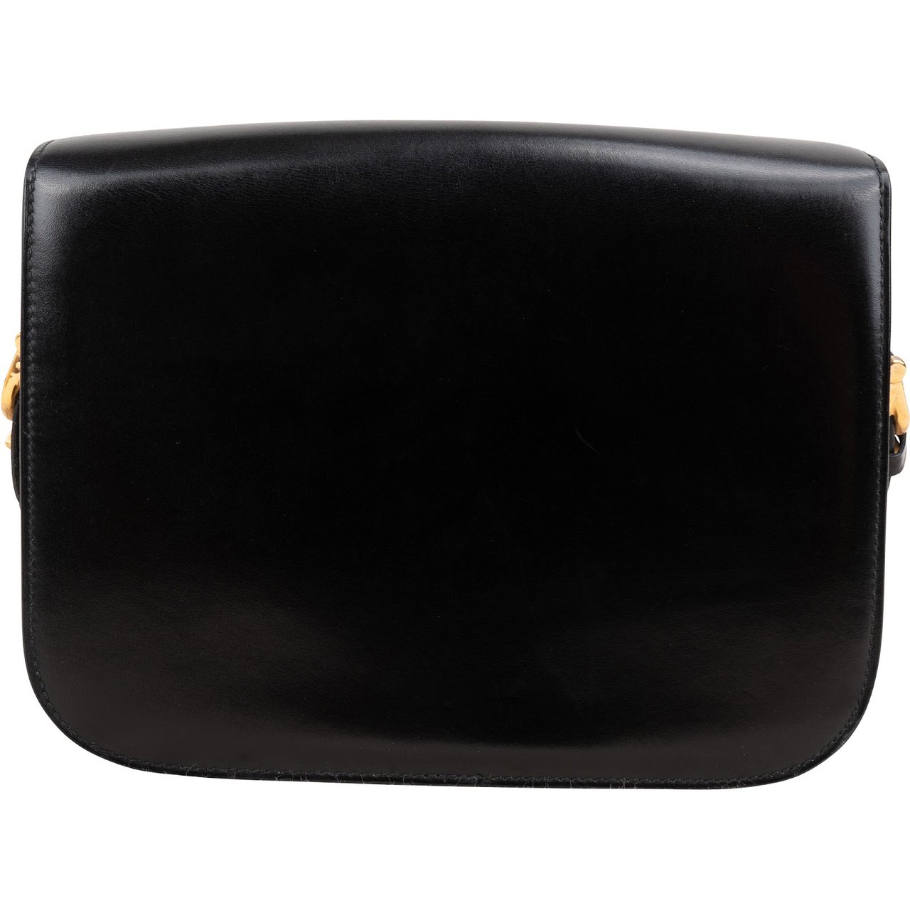 Celine Boxcalf Leather Horse Carriage Triomphe Shoulder Bag Zwart