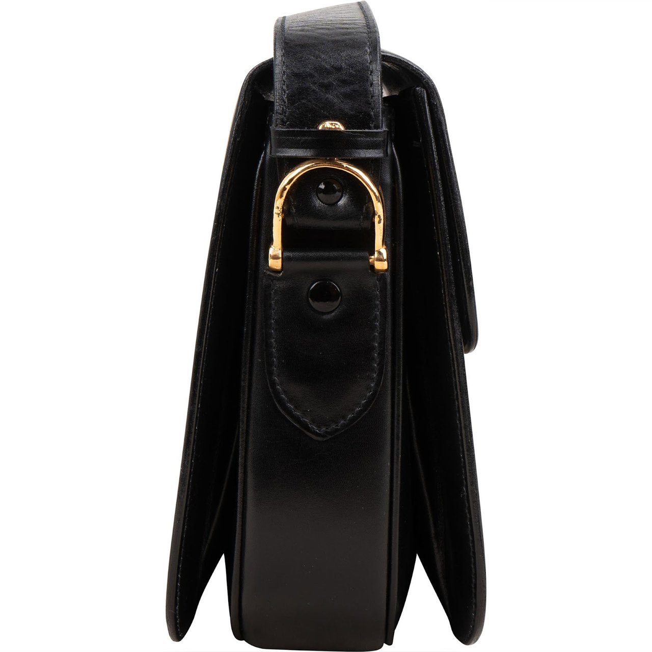 Celine Boxcalf Leather Horse Carriage Triomphe Shoulder Bag Zwart