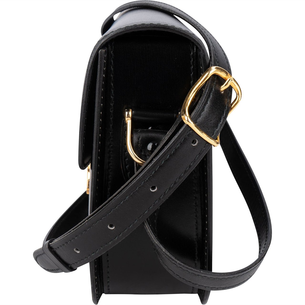 Celine Boxcalf Leather Horse Carriage Triomphe Crossbody Bag Zwart