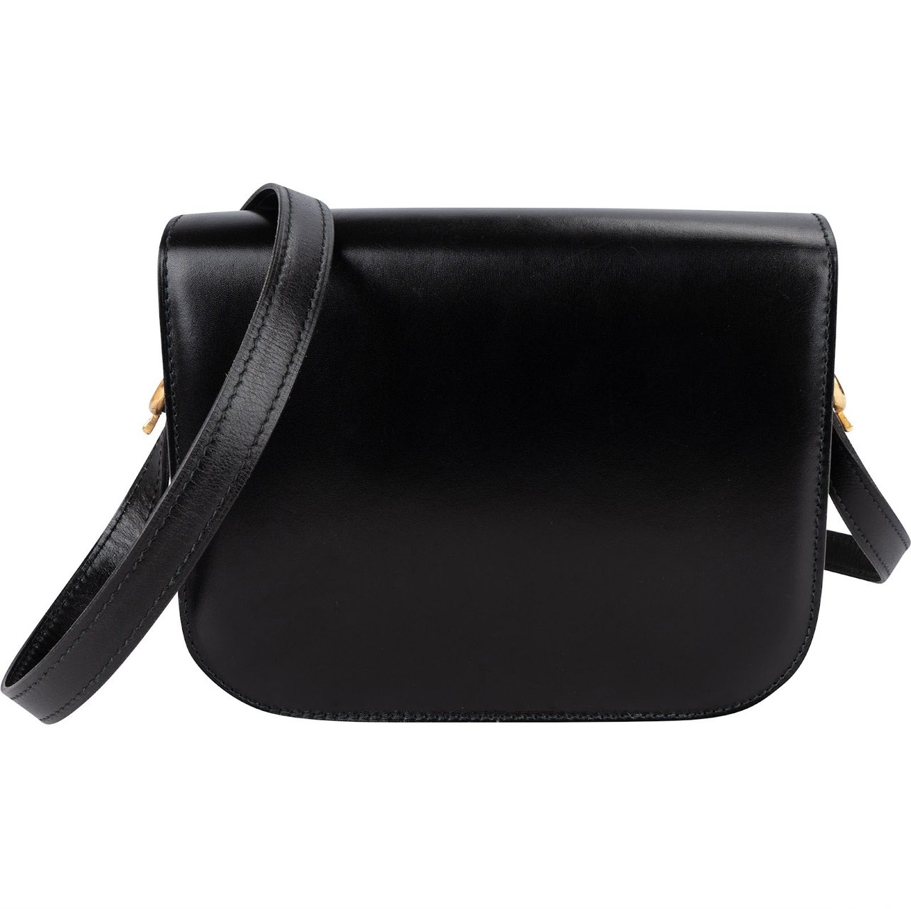 Celine Boxcalf Leather Horse Carriage Triomphe Crossbody Bag Zwart