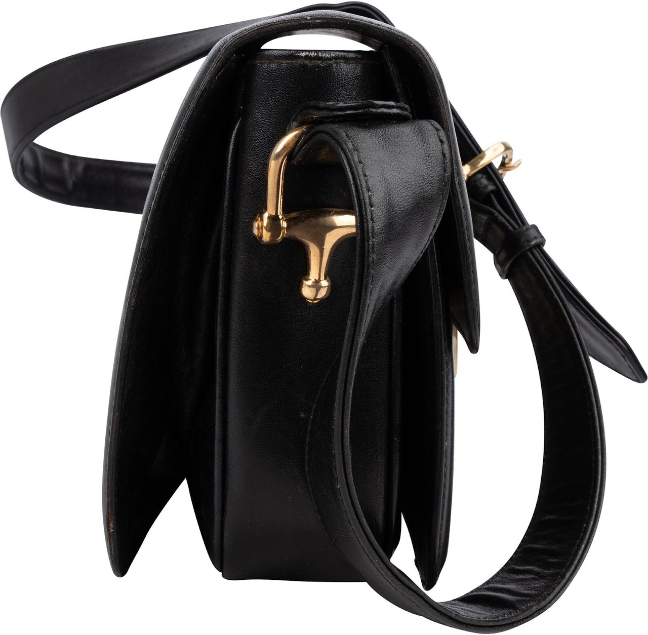 Celine Céline Back Boxcalf Horse Carriage Triomphe Shoulder Bag Zwart