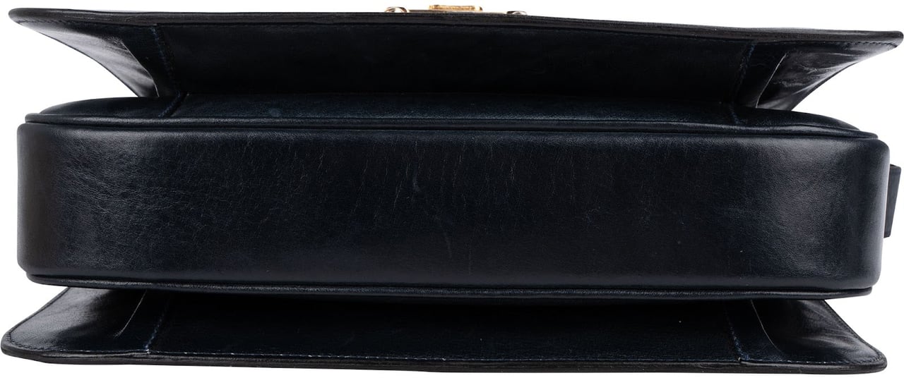 Celine Céline Boxcalf Leather Carriage Triomphe Shoulder Bag Navy