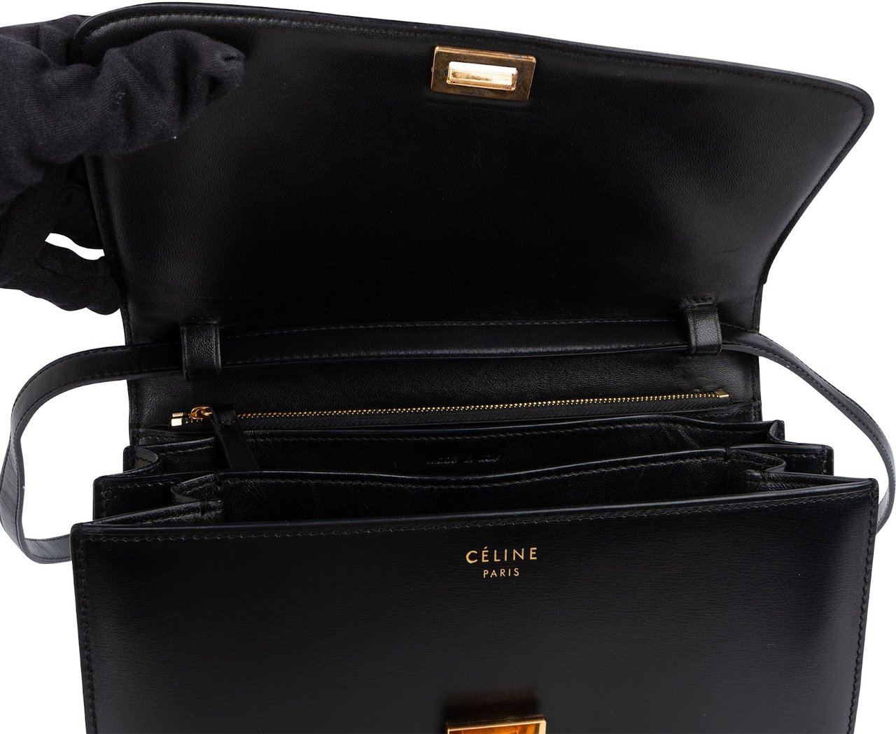 Celine Boxcalf Classic Box Medium Crossbody Bag Zwart