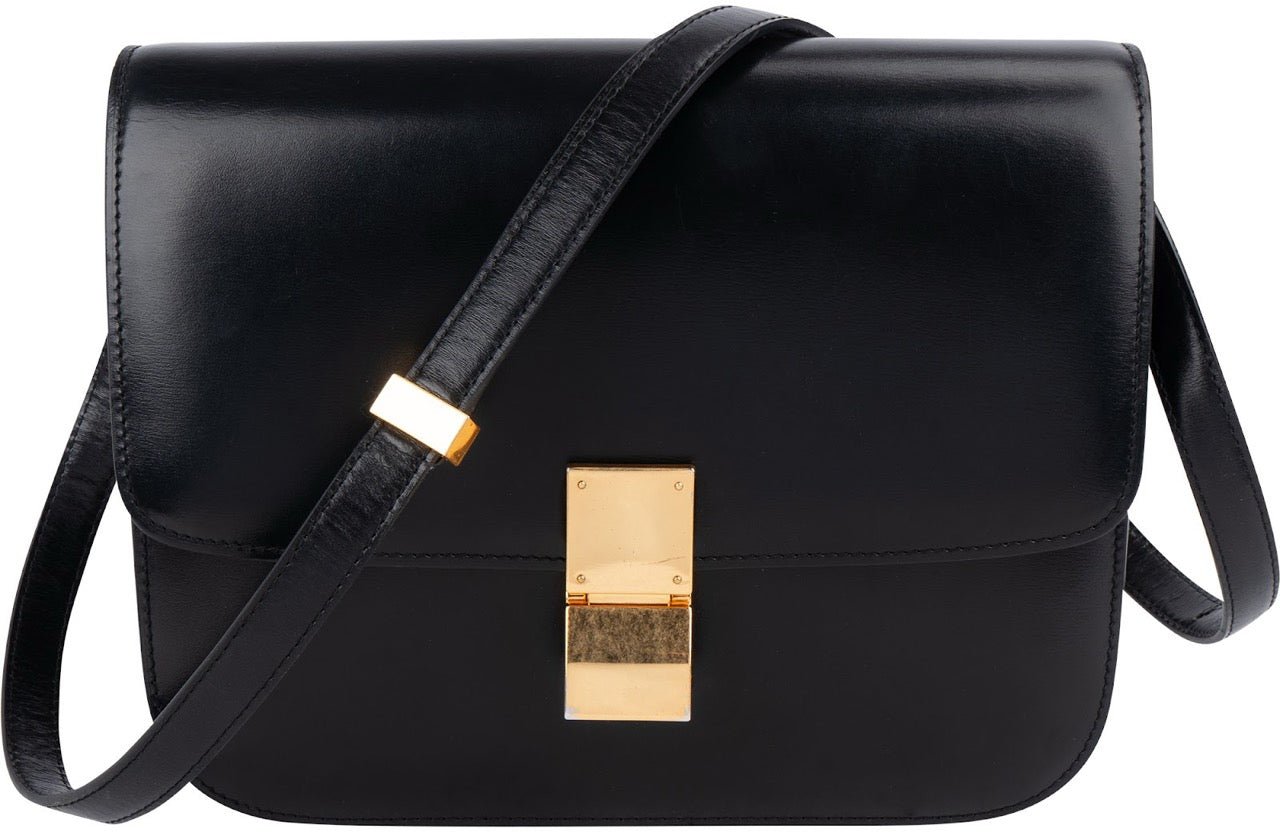 Celine Boxcalf Classic Box Medium Crossbody Bag Zwart
