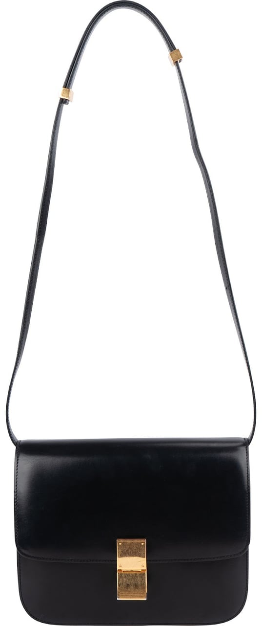 Celine Boxcalf Classic Box Medium Crossbody Bag Zwart