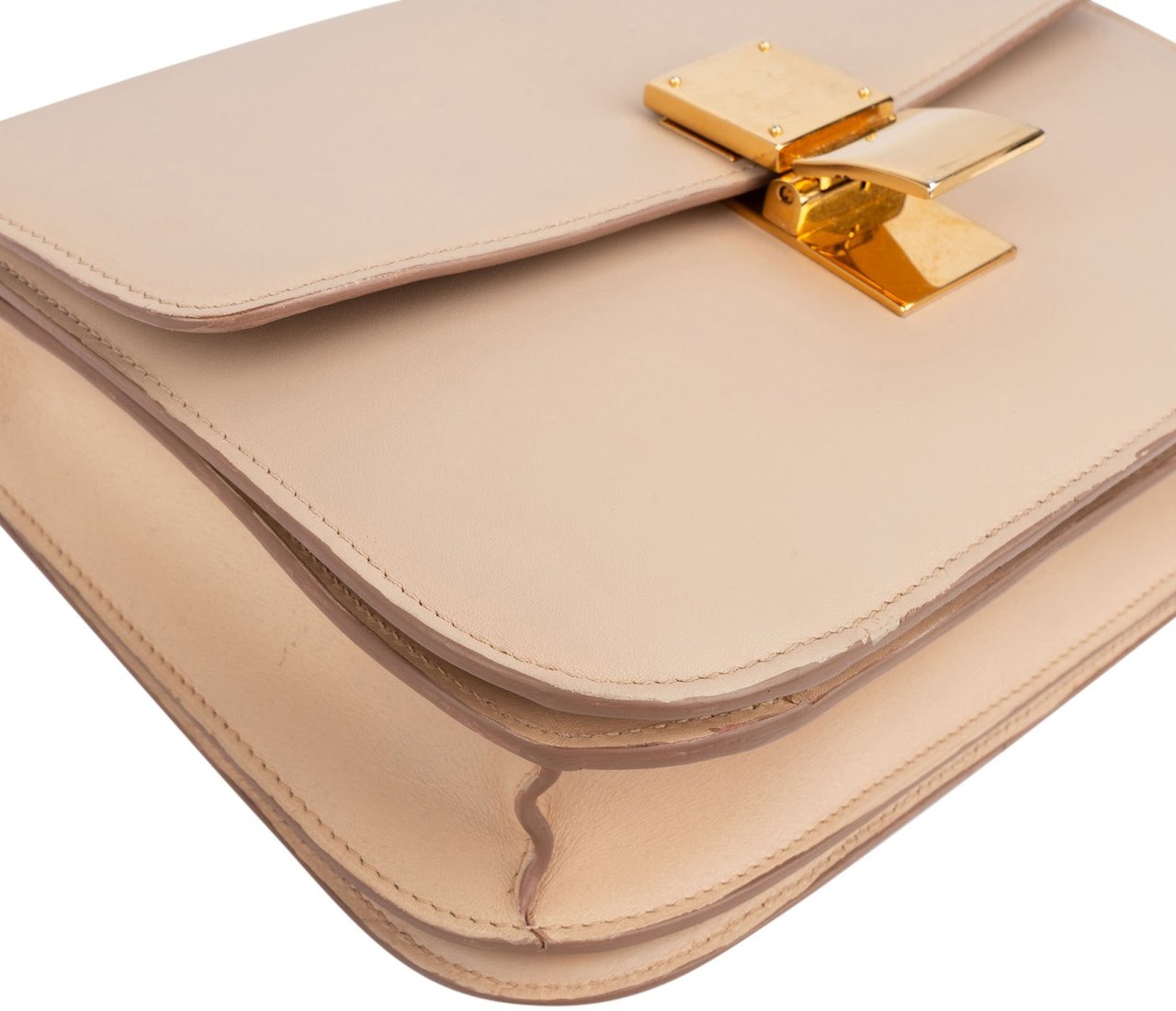 Celine Boxcalf Classic Box Medium Crossbody Bag Beige