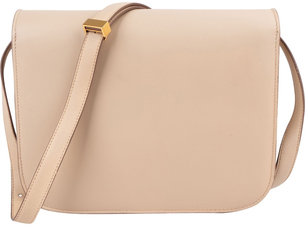 Celine Boxcalf Classic Box Medium Crossbody Bag Beige