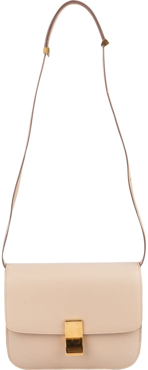 Celine Boxcalf Classic Box Medium Crossbody Bag Beige