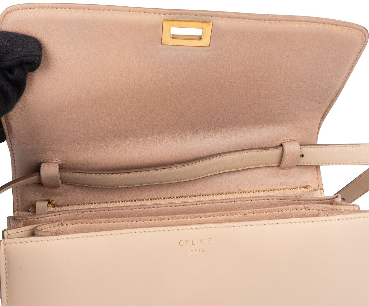 Celine Boxcalf Classic Box Medium Crossbody Bag Beige